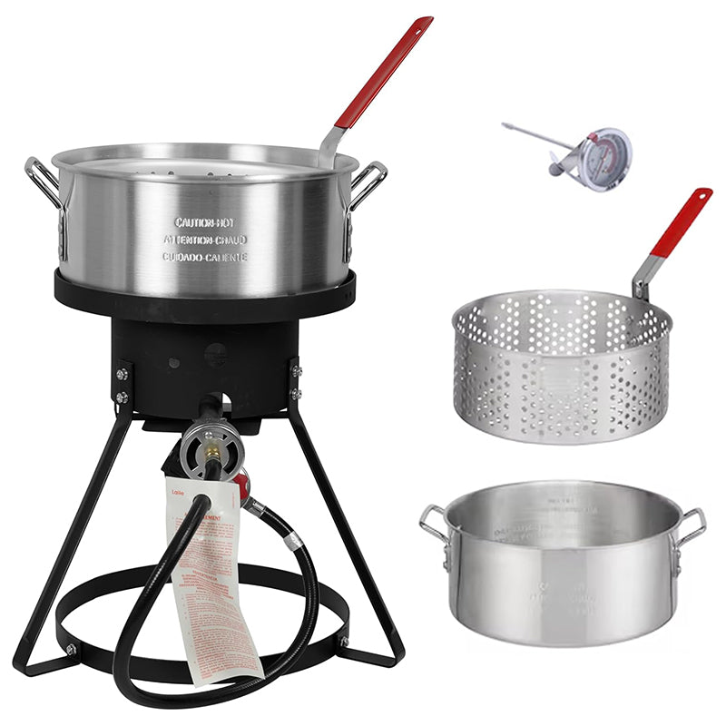 10.5-Quart Outdoor Propane Fish Fryer with Aluminum Filter Basket and Thermometer