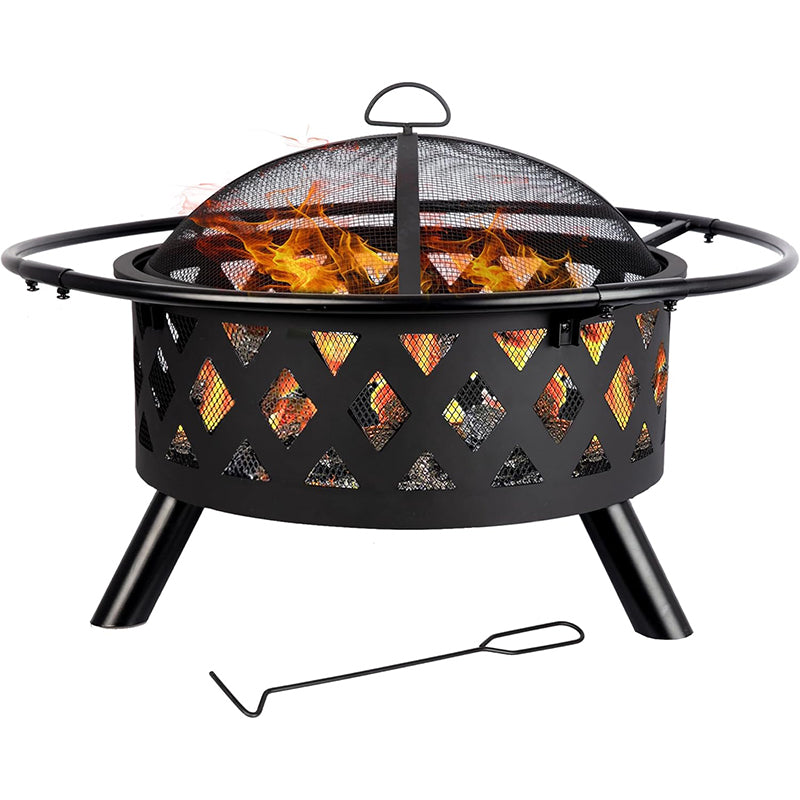 24'' Outdoor Wood Burning Fire Pit with Spark Screen