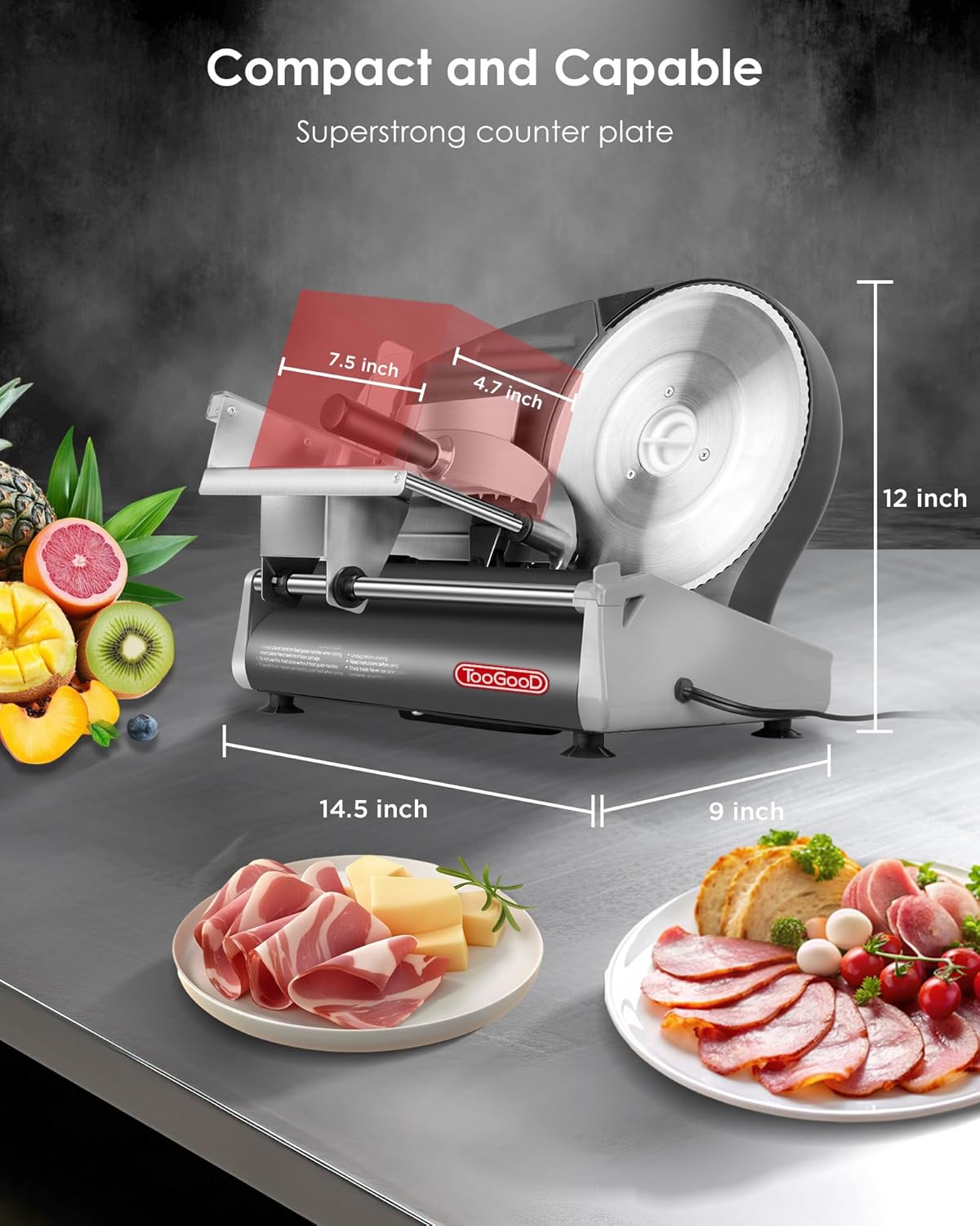 8.7" Meat Slicer with Removable Stainless Steel Blade