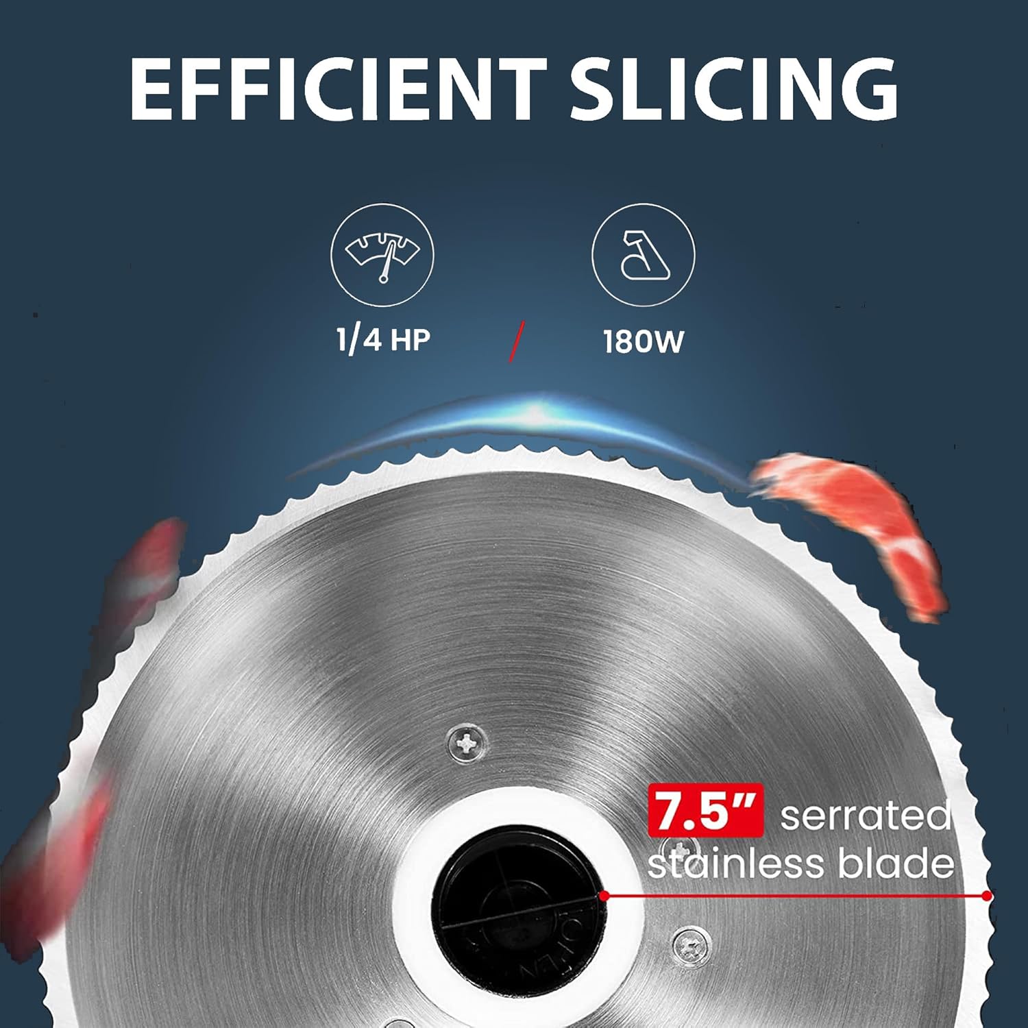 Electric Meat Slicer Machine with 7.5" Stainless Steel Blade