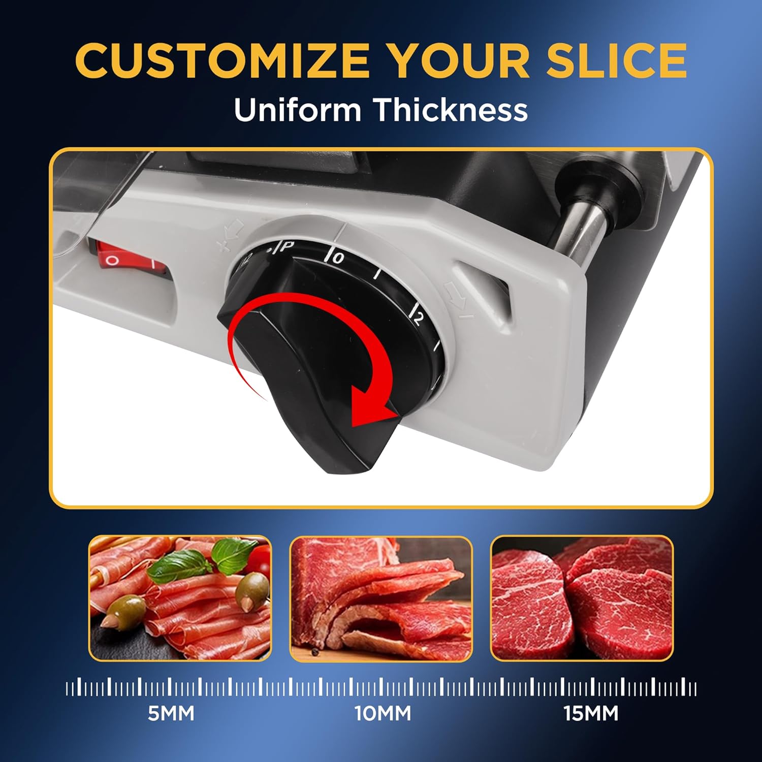 Electric Meat Slicer with 8.7" Stainless Steel Blade