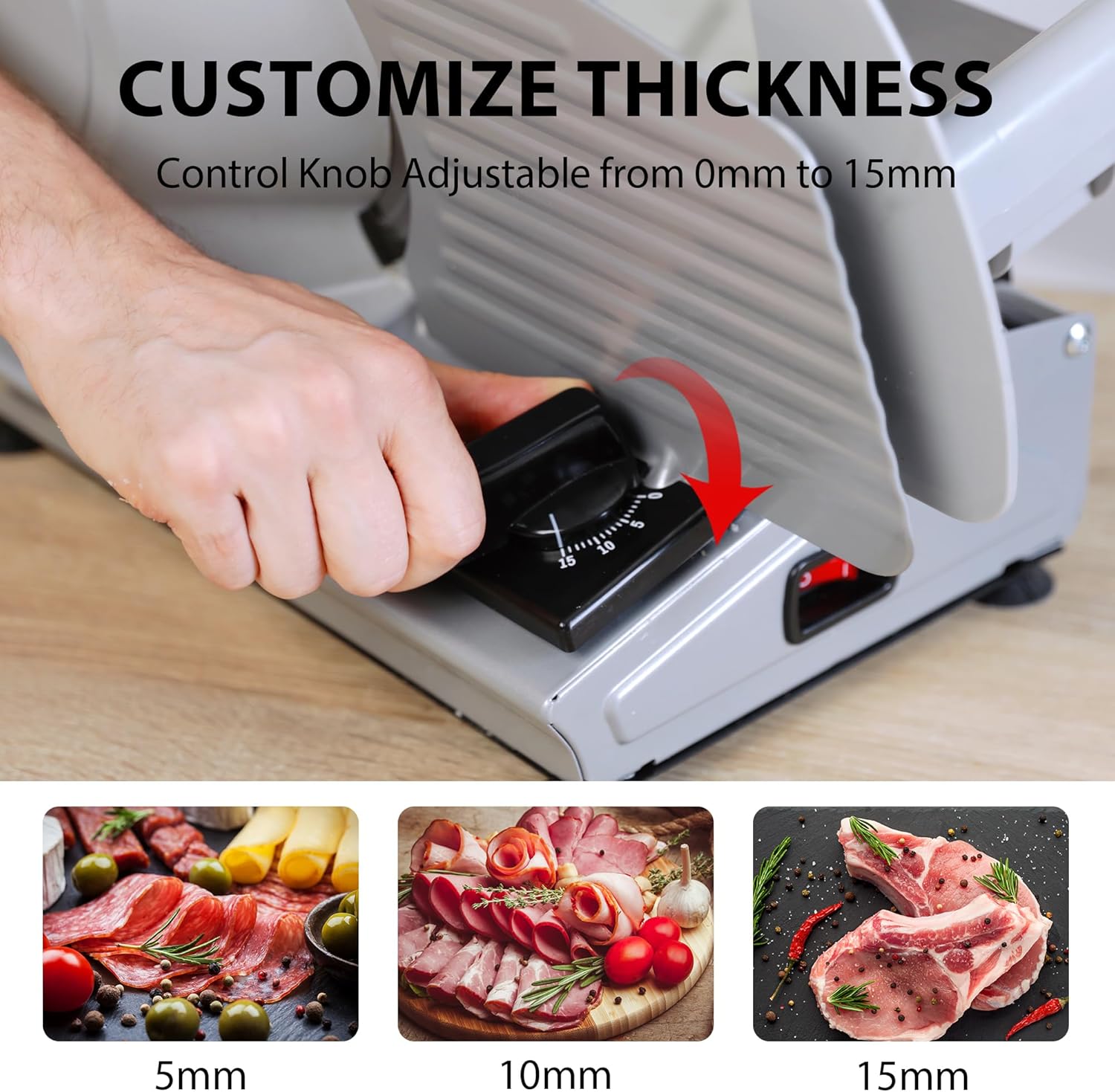 Electric Meat Slicer with 7.5" Stainless Steel Blade,