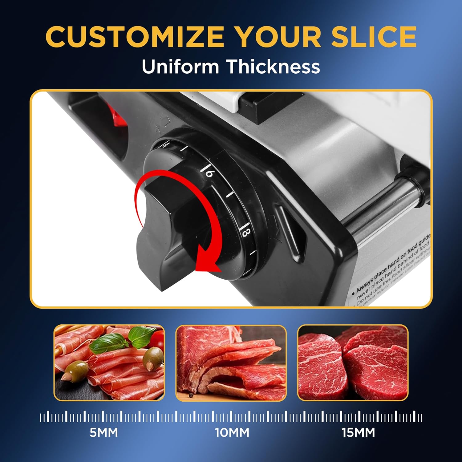 Electric Meat Slicer with 8.7" Stainless Steel Blade