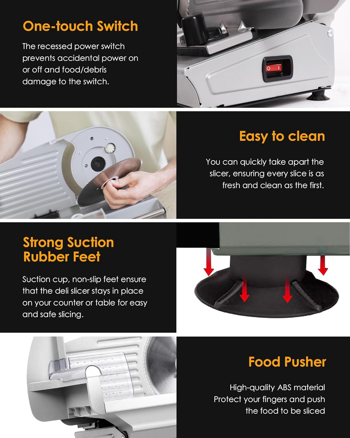 Electric Meat Slicer with 7.5" Stainless Steel Blade,