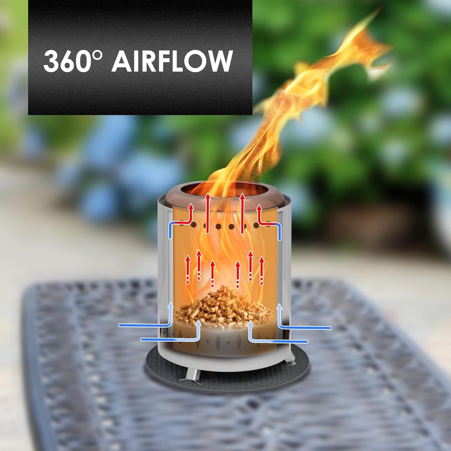 Smokeless Tabletop Fire Pit with Mat