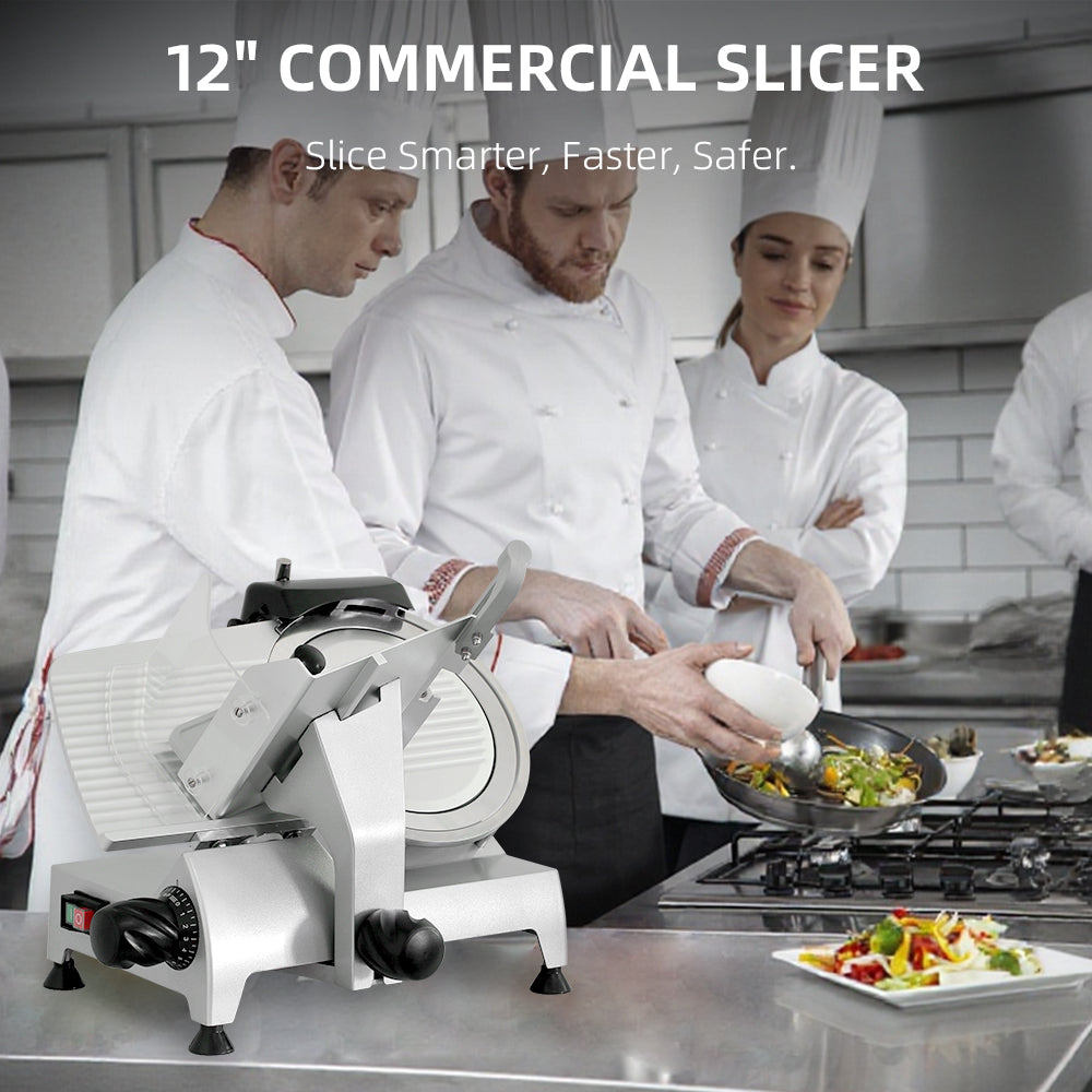 12" Electric Meat Slicer, 300 W, Stainless Steel, Maintains Blade Sharpness