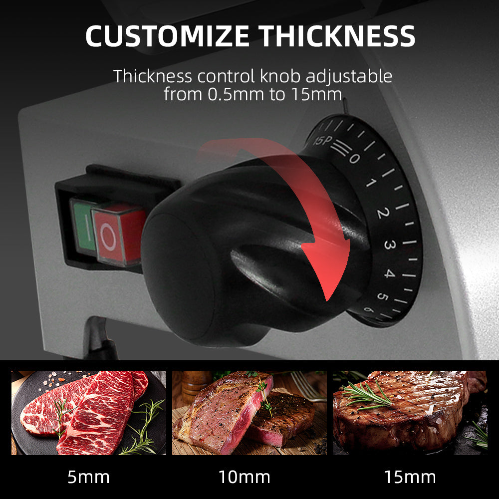 8" Electric Meat Slicer, 180 W, Stainless Steel, Strong Suction Rubber Feet