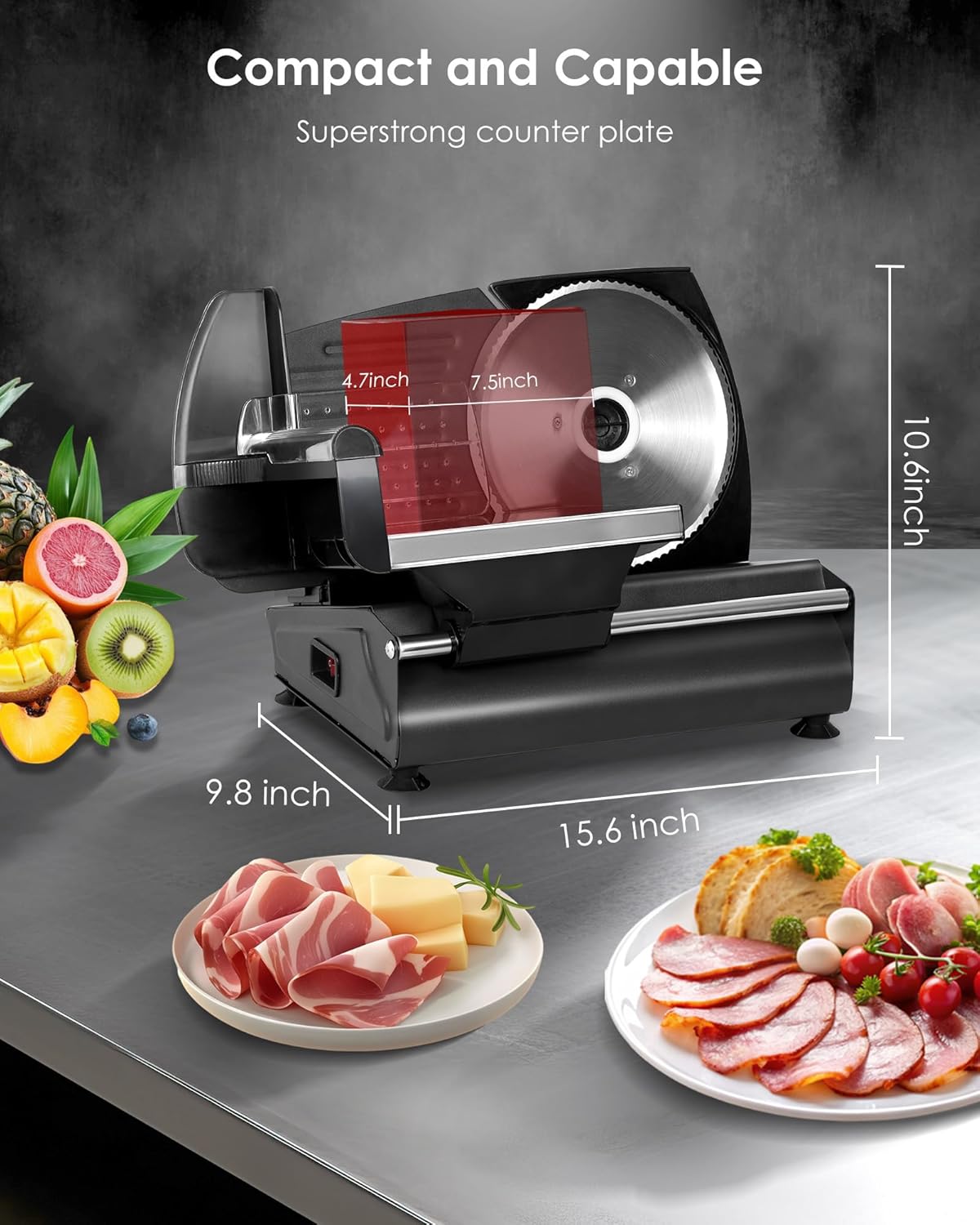Electric Meat Slicer with 7.5" Stainless Steel Blade