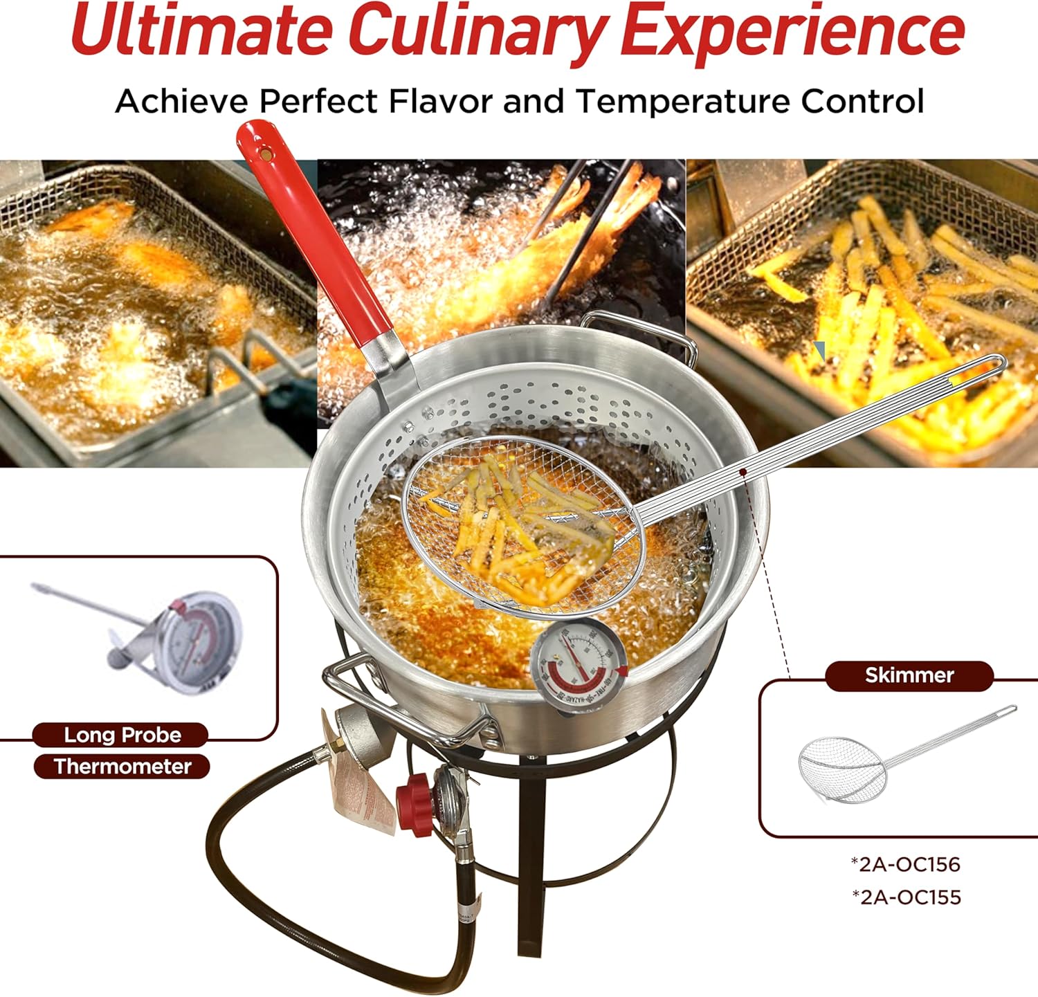 10.5-Quart Outdoor Propane Fish Fryer with Aluminum Filter Basket and Thermometer