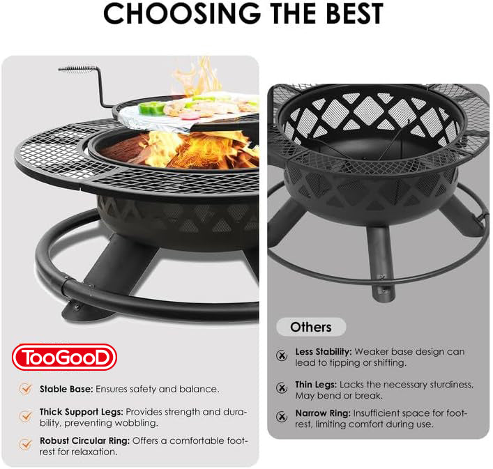 47" Fire Pit with Adjustable Grill