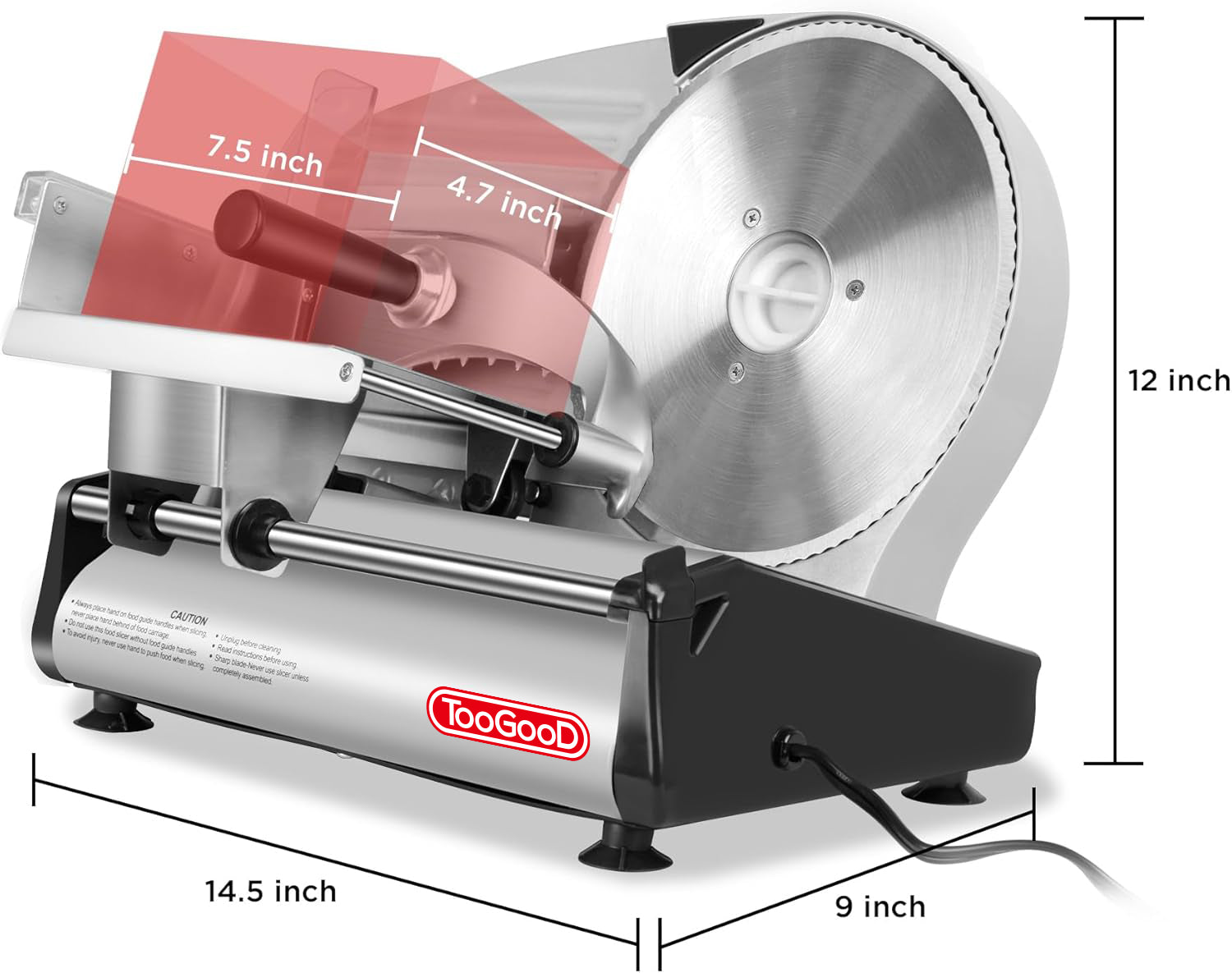 Electric Meat Slicer with 8.7" Stainless Steel Blade