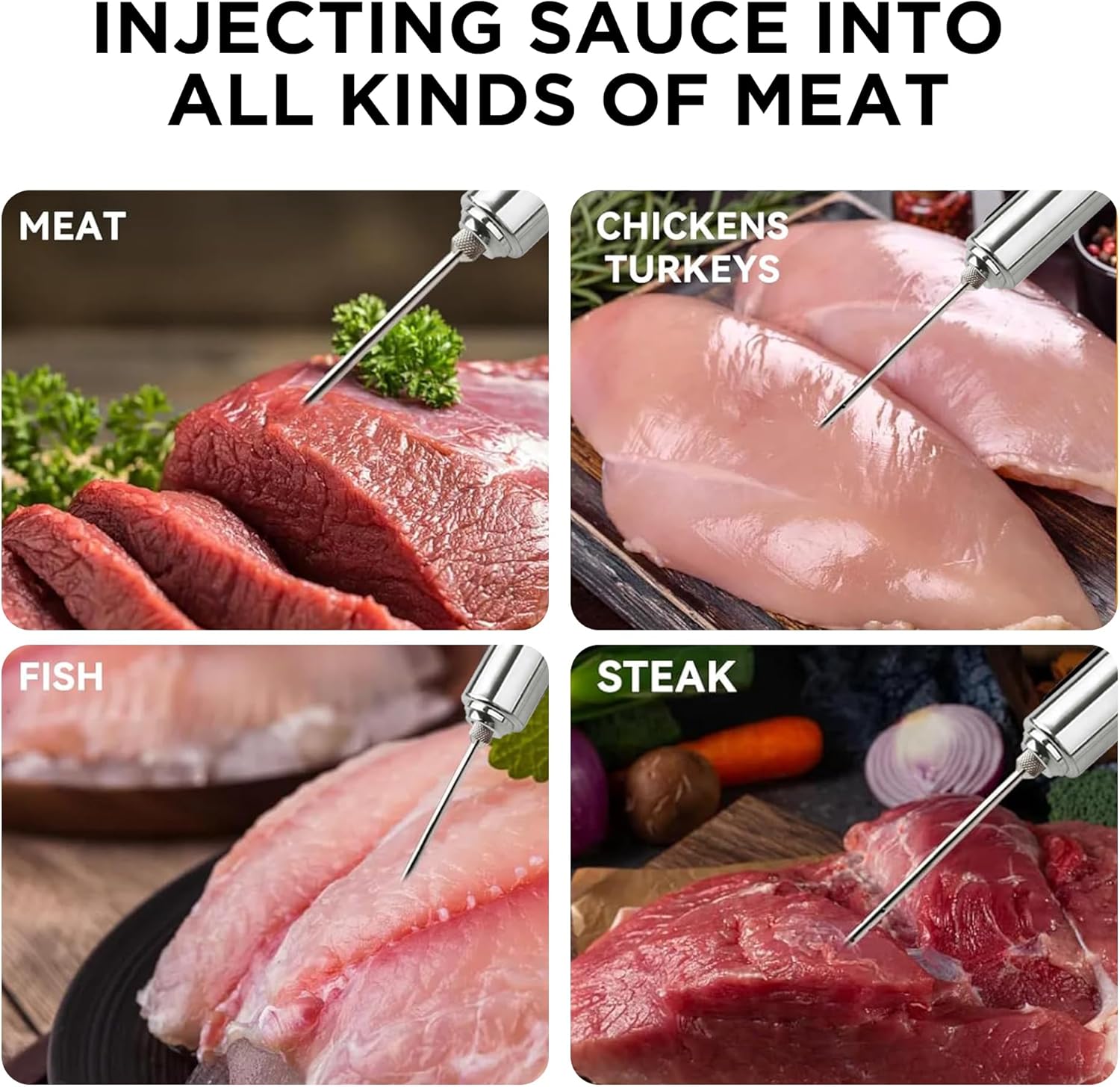 Stainless Steel Turkey Injector, 2 oz Capacity