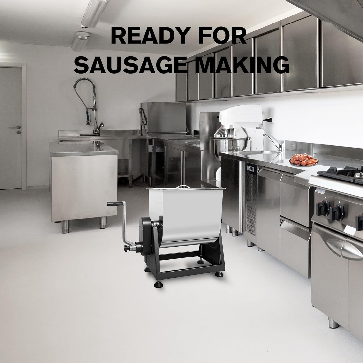 Meat Mixer, 7G/50LBS, Manually Cranked or Motorized Sausage Mixer Machine