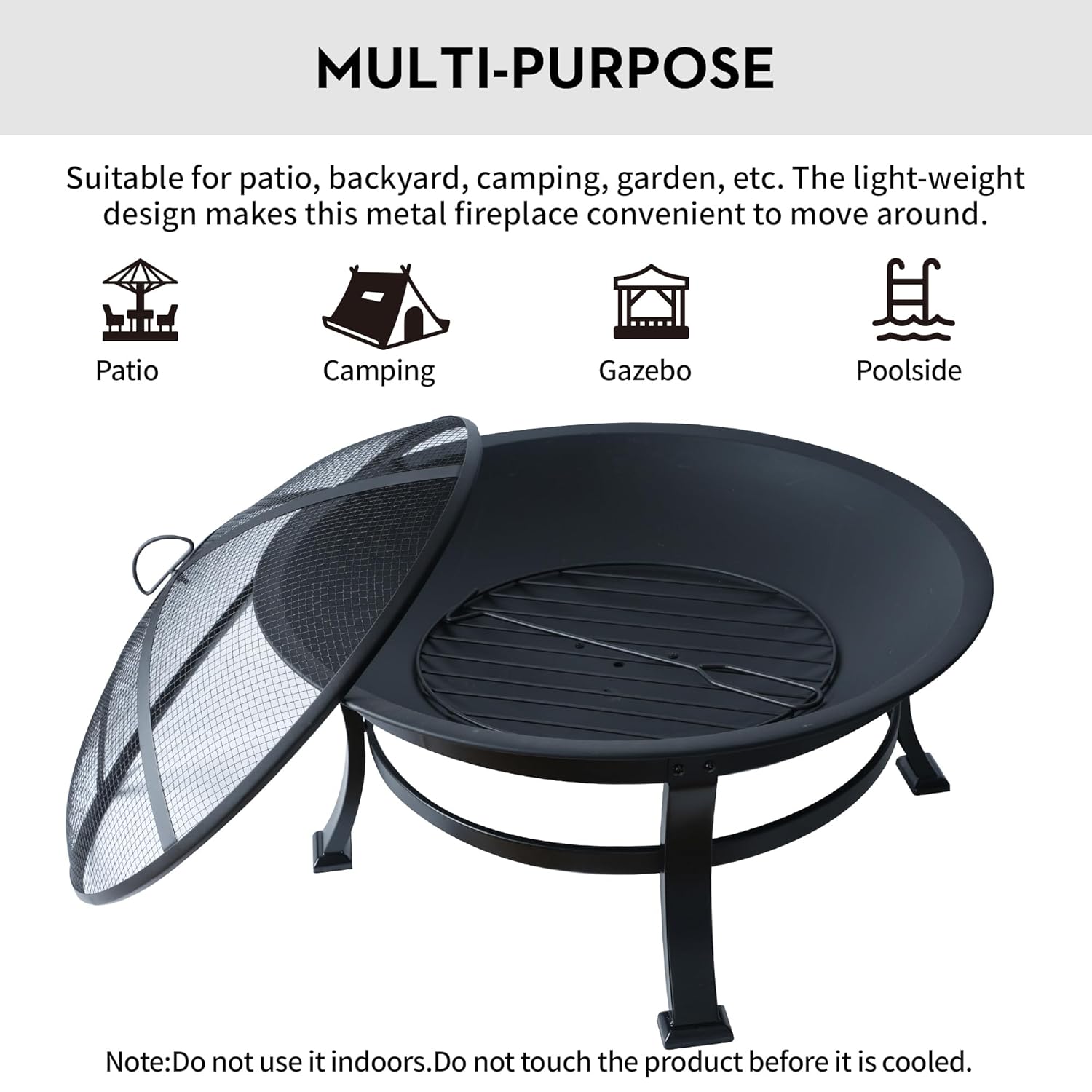 30In Outdoor Wood Burning Fire Pit