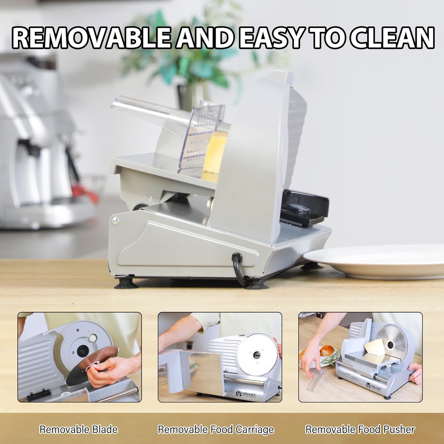 Electric Meat Slicer Machine with 7.5" Stainless Steel Blade, 180 W