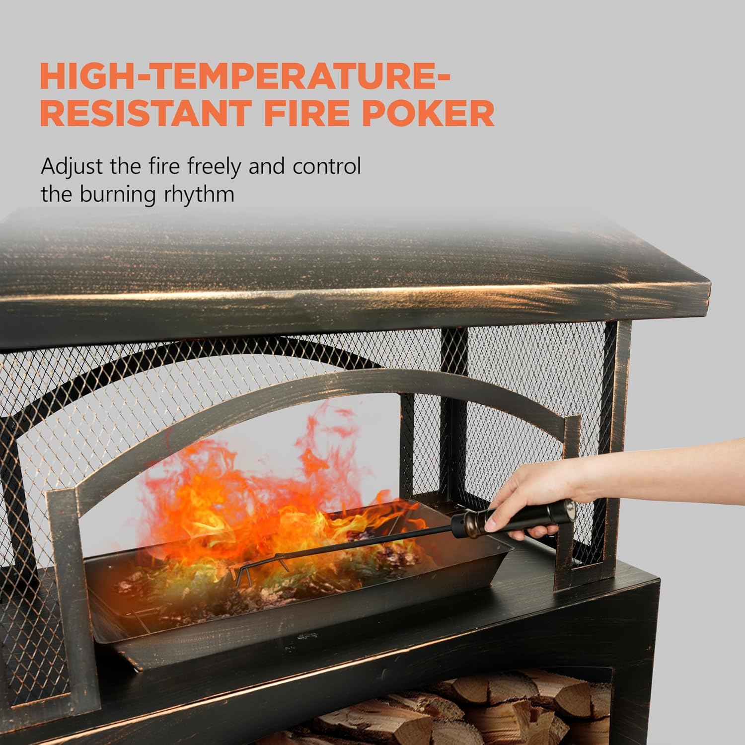 37" Fire Pits with Wood Storage for Outside