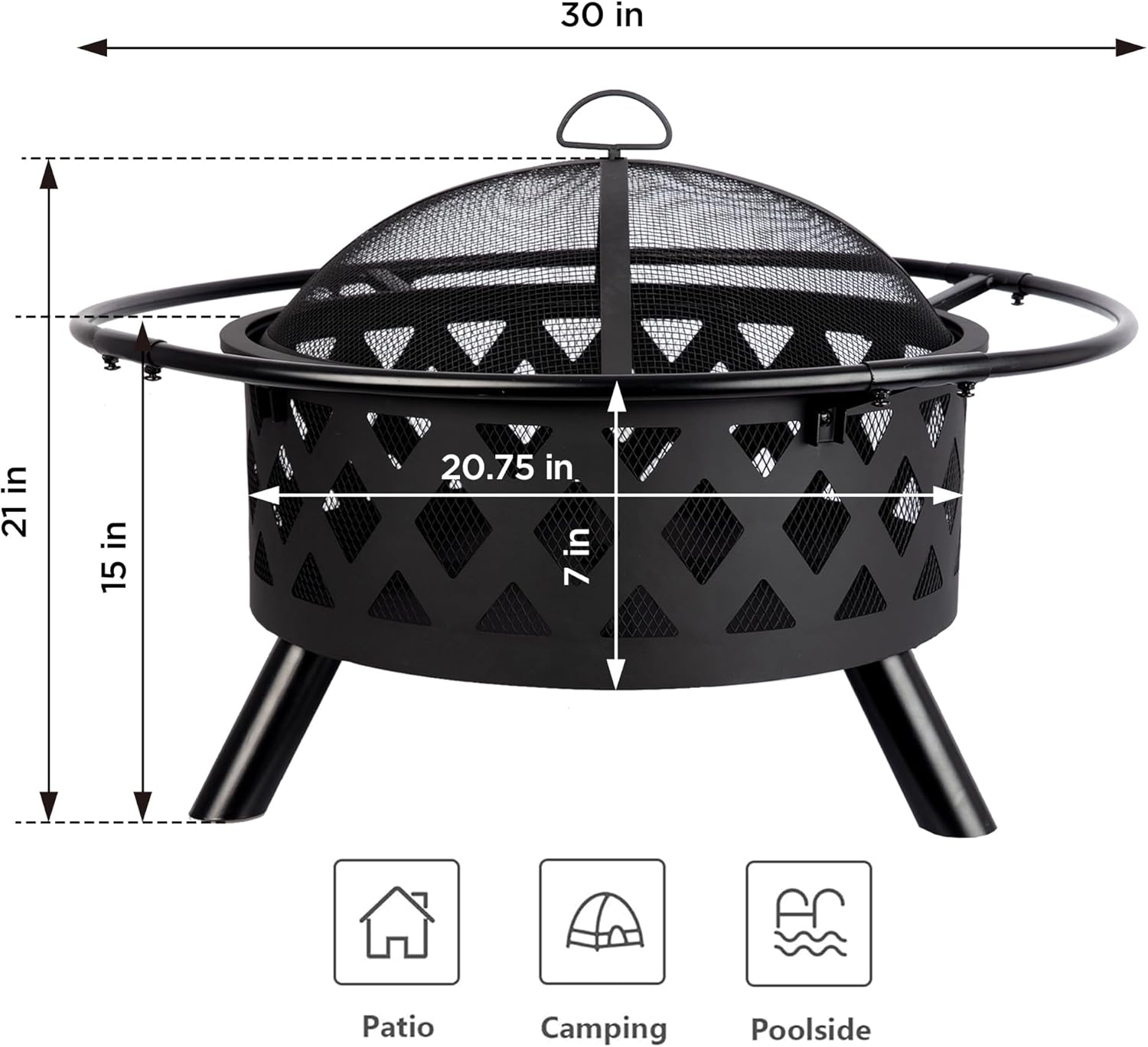 30'' Outdoor Wood Burning Fire Pit
