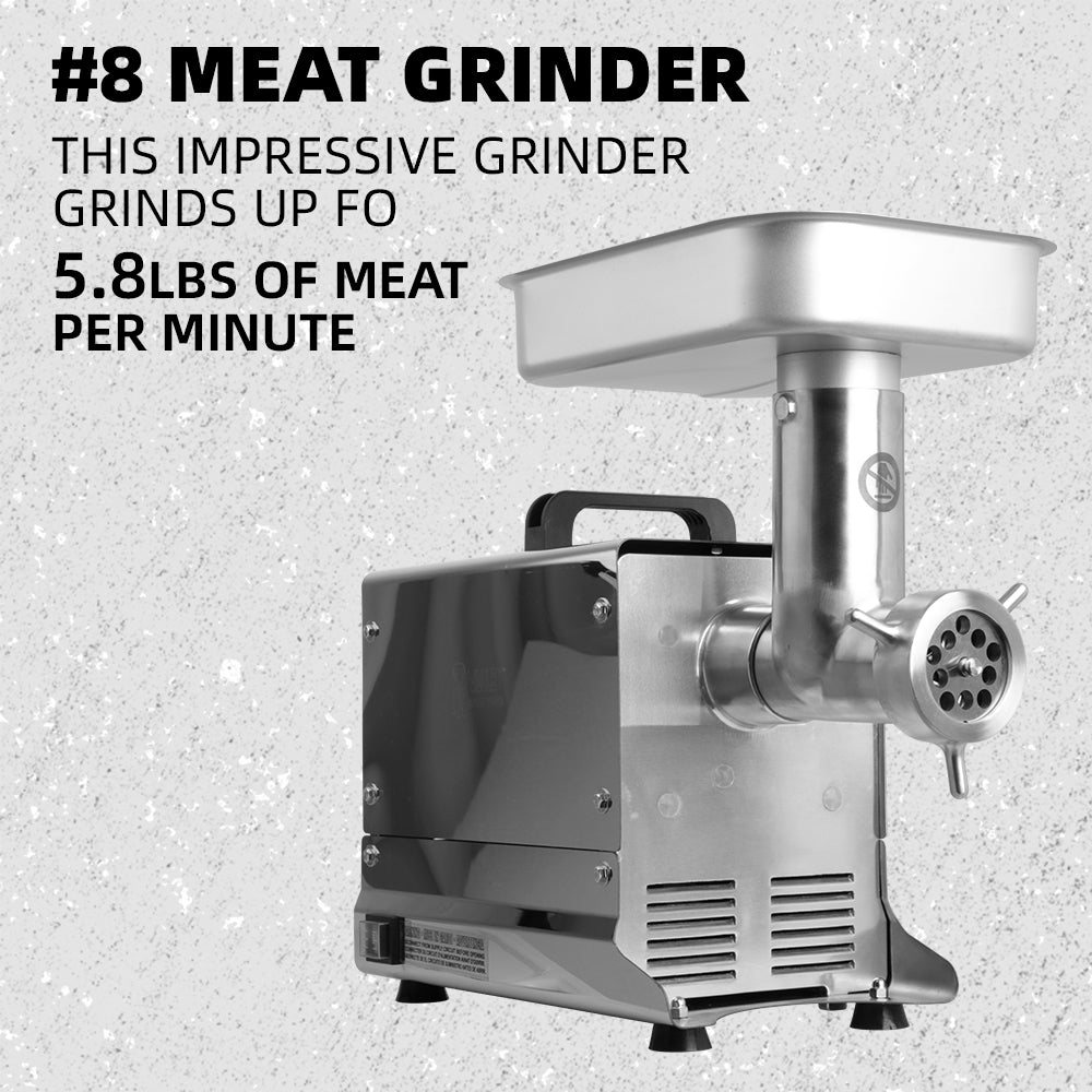 #8 Electric Meat Grinder, 0.5HP, 350 Lbs/H, Simple Swich On/Off