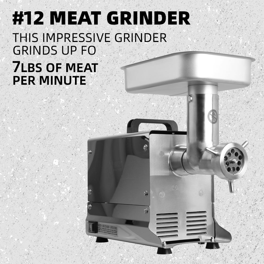#12 Electric Meat Grinder, 0.75HP, 360-380 Lbs/H, 9 Accessories for Free