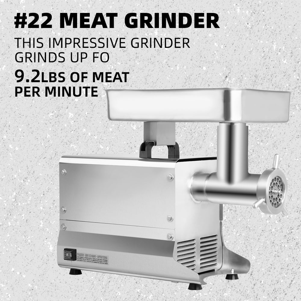 #22 Electric Meat Grinder, 750W, 550 Lbs/H, Portable Design