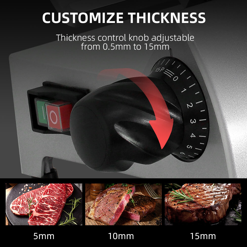 8.7" Electric Meat Slicer, 180 W, Stainless Steel, Consistent and Thin Slices