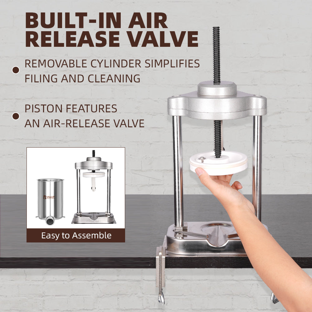 2L Sausage Stuffer, Stainless Steel Cylinder, 3 Tube Size, Easy to Clean