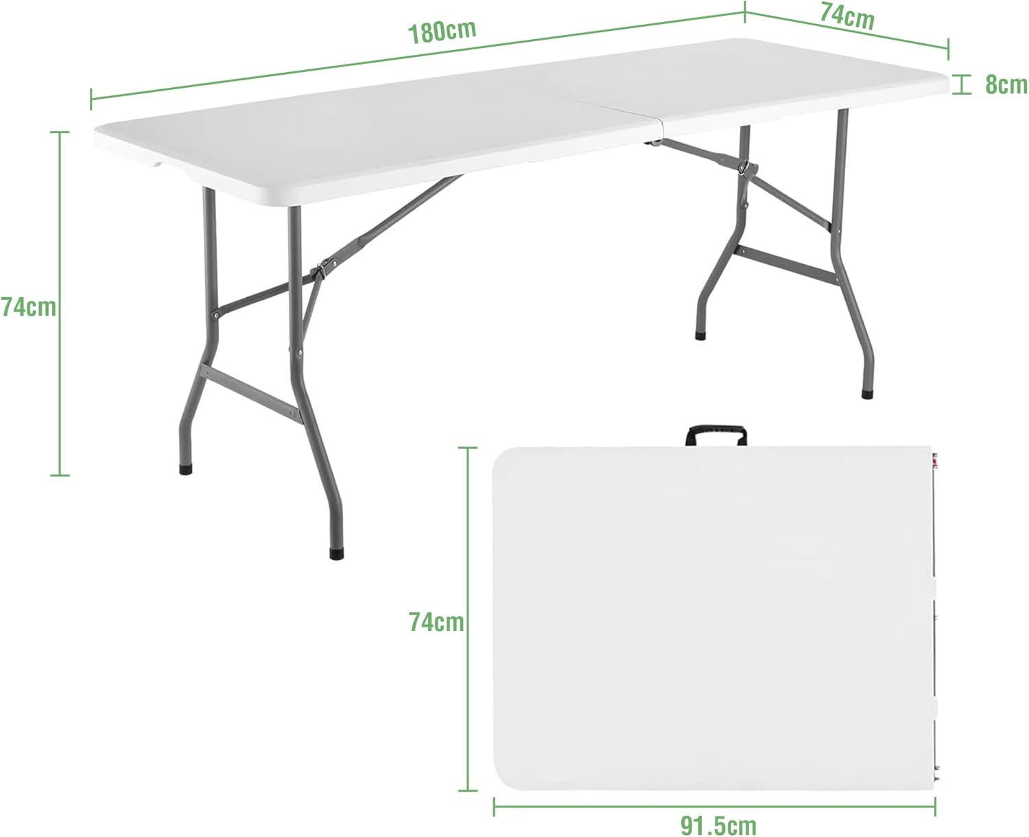 6 FT Portable HDPE Folding Table with Handle