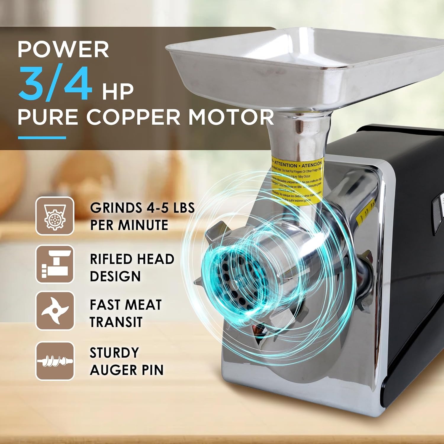 Electric Meat Grinder, ETL Approved Meat Grinder, 3/4 HP