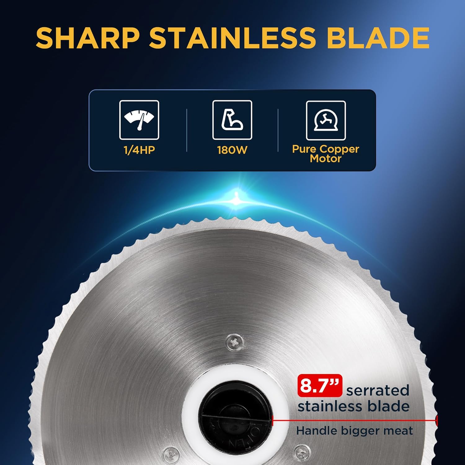 Electric Meat Slicer with 8.7" Stainless Steel Blade