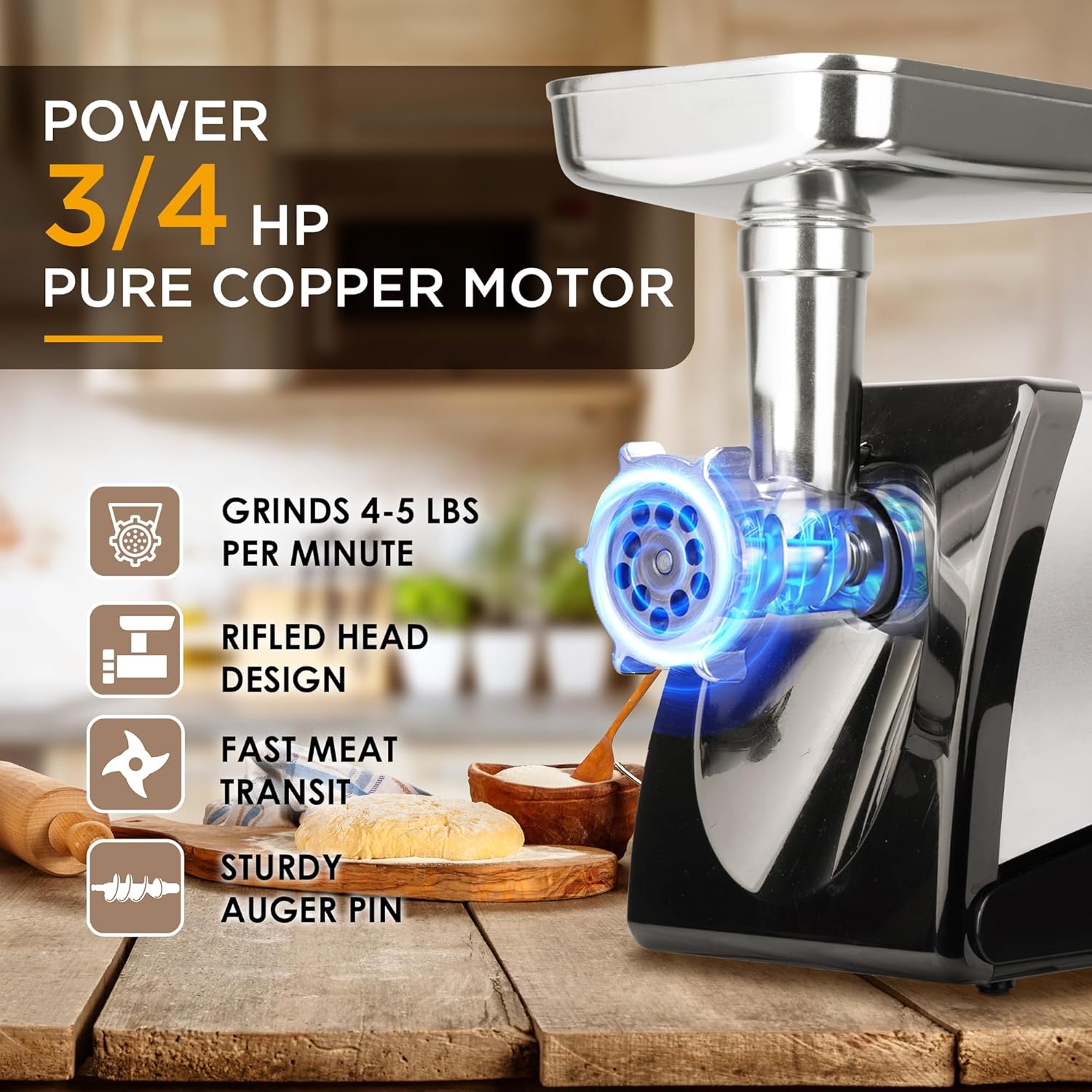 #8 Electric Meat Grinder, 575W with 2 Meat Claws and 1 Brush