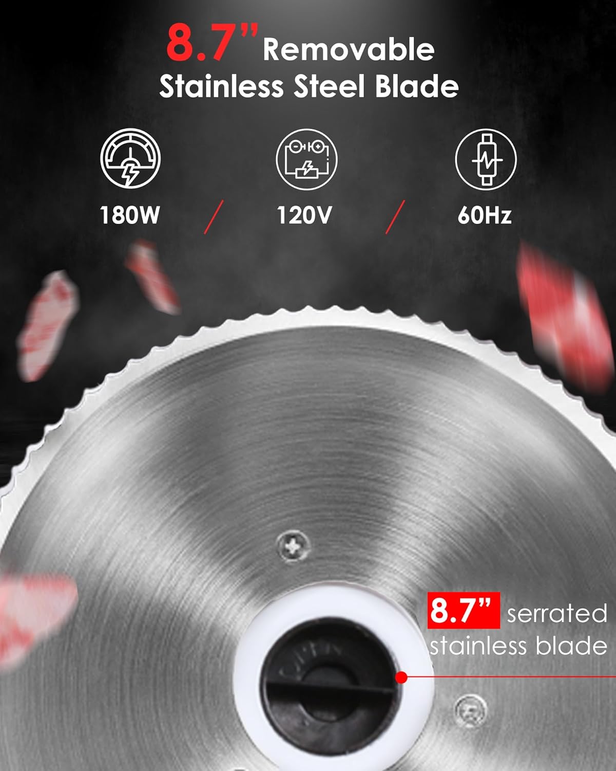 8.7" Meat Slicer with Removable Stainless Steel Blade