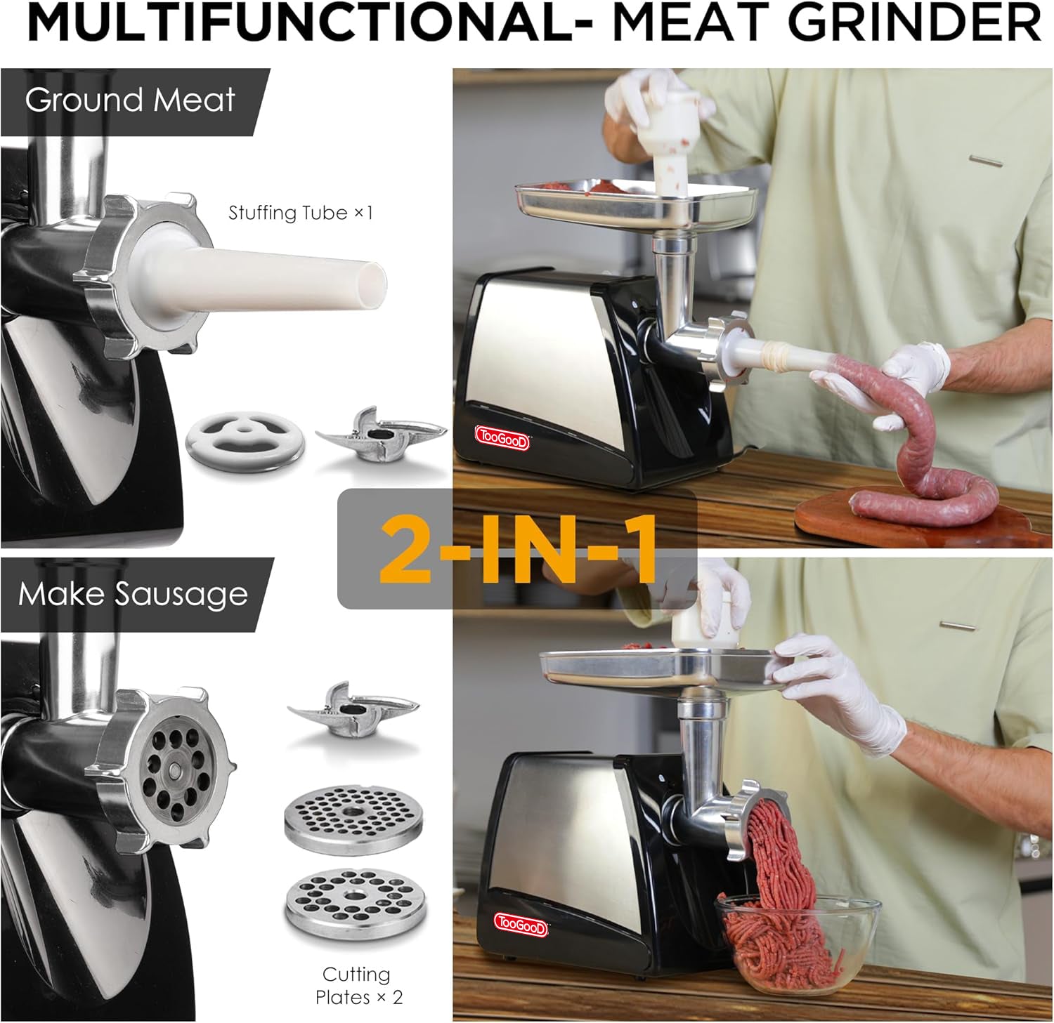 #8 Electric Meat Grinder, 575W with 2 Meat Claws and 1 Brush