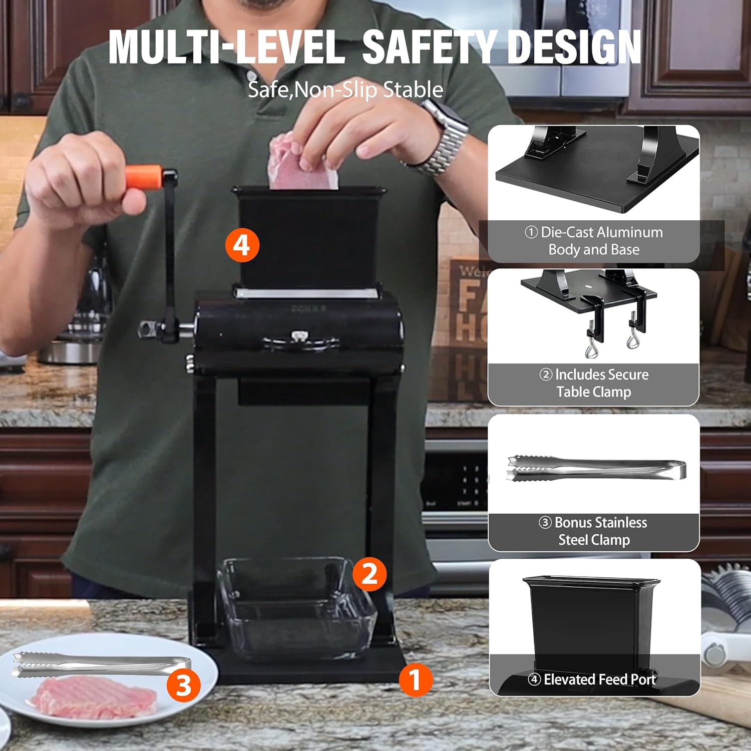 Manual Meat Tenderizer Machine, Stainless Steel Meat Cuber Tenderizer Machine