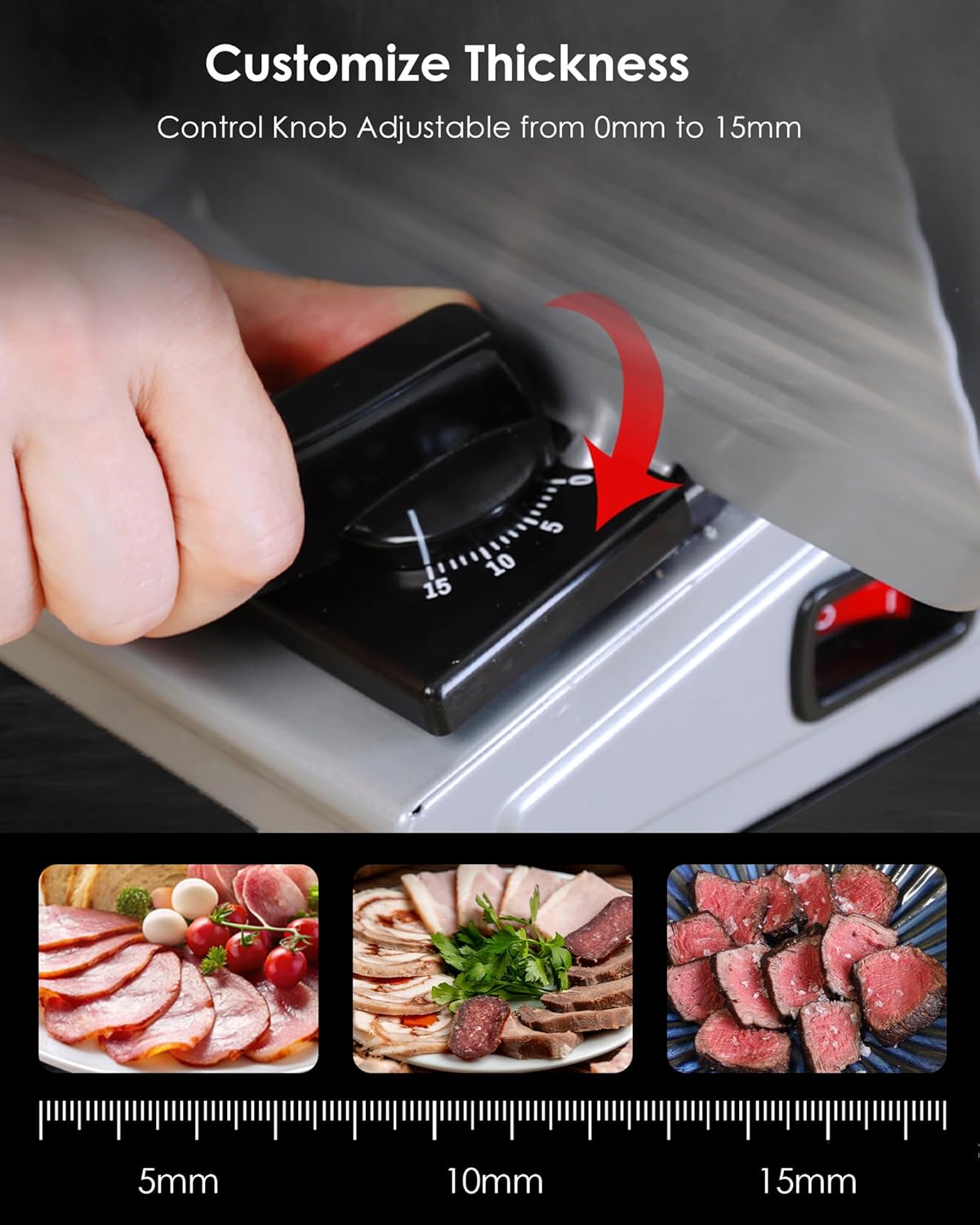 Electric Meat Slicer Machine with 7.5" Stainless Steel Blade, 180 W