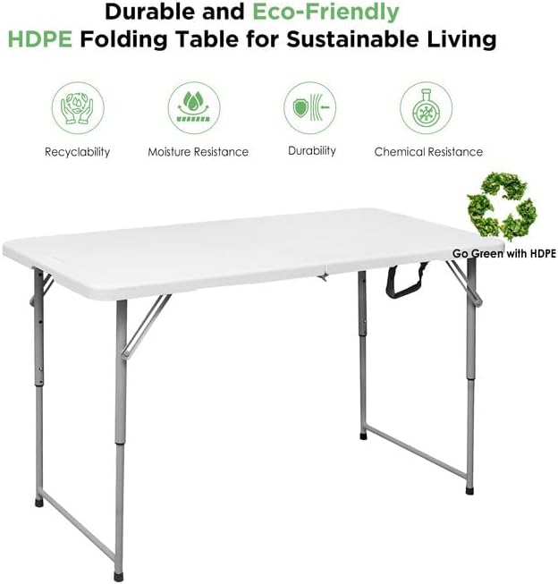 4 FT Portable HDPE Foldable Table
