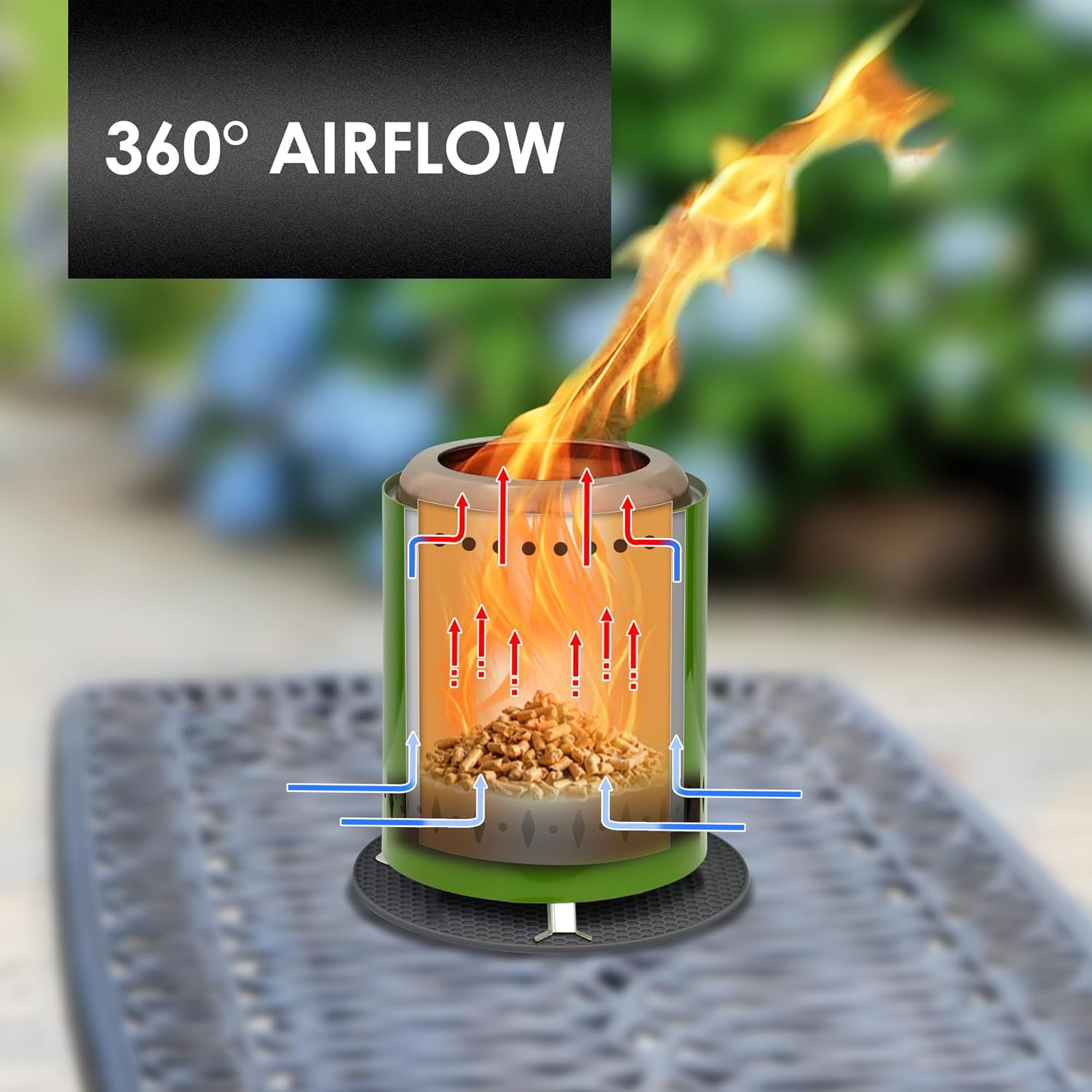 Smokeless Tabletop Fire Pit with Mat