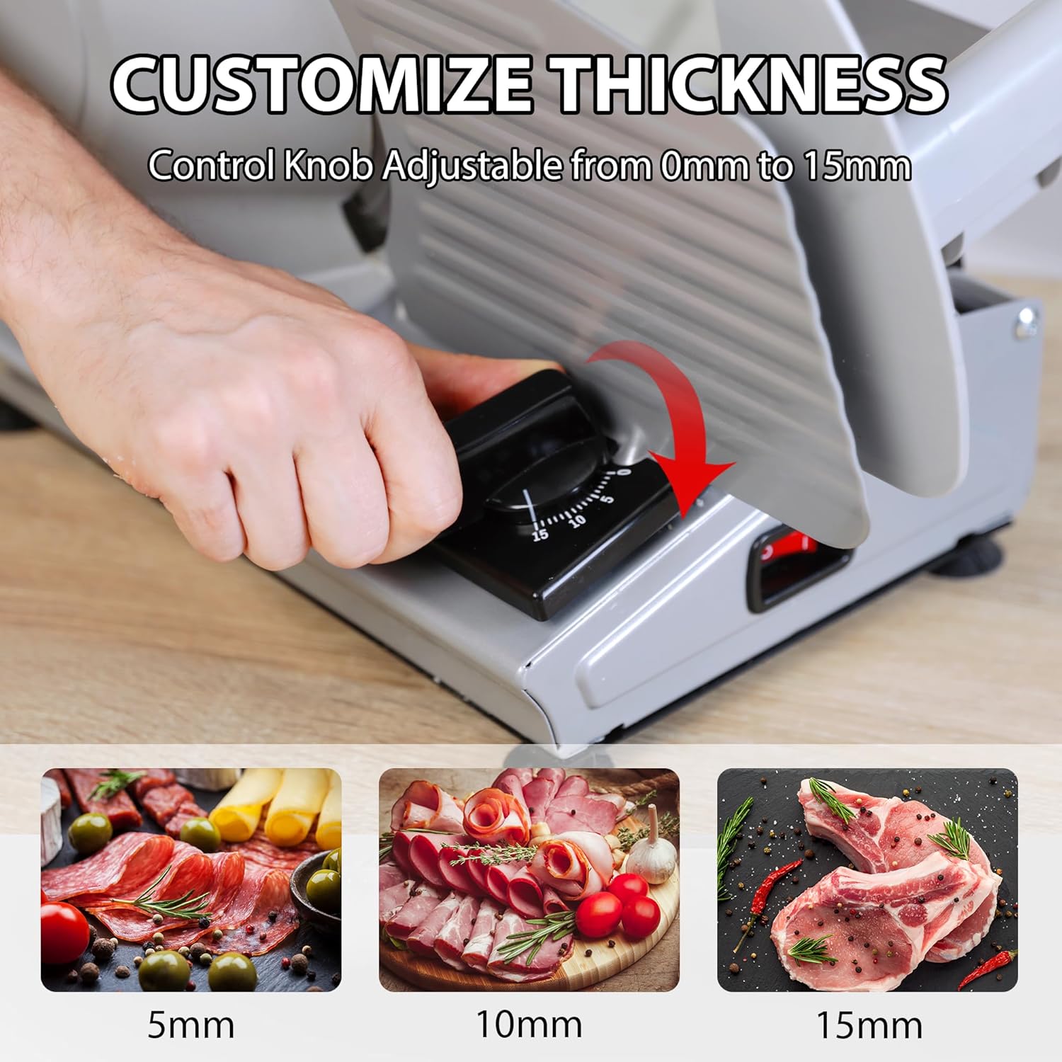 Electric Meat Slicer Machine for Home, 7.5" Stainless Steel Blade
