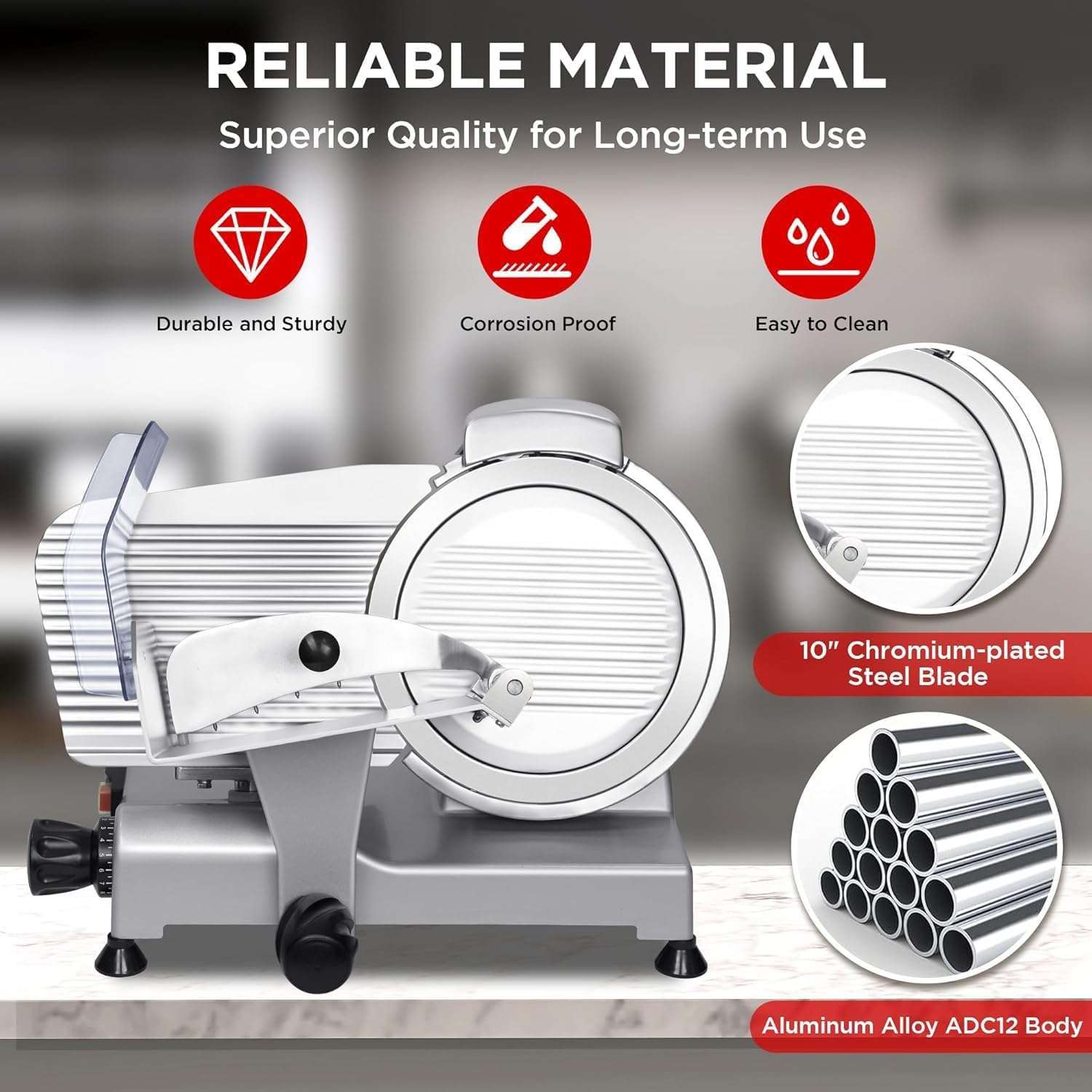 10" Commercial Meat Slicer, 340W, Electric Deli Slicer