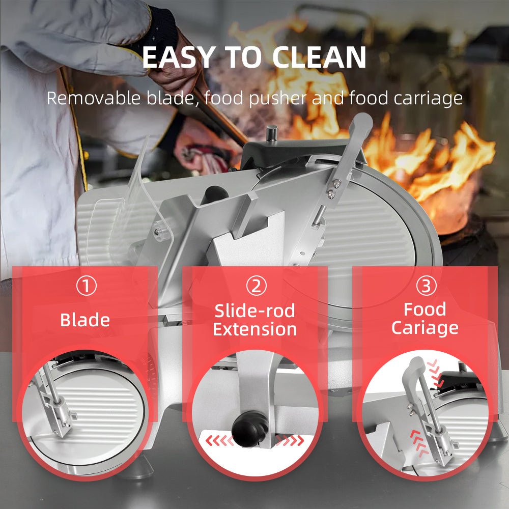 12" Electric Meat Slicer, 300 W, Stainless Steel, Maintains Blade Sharpness