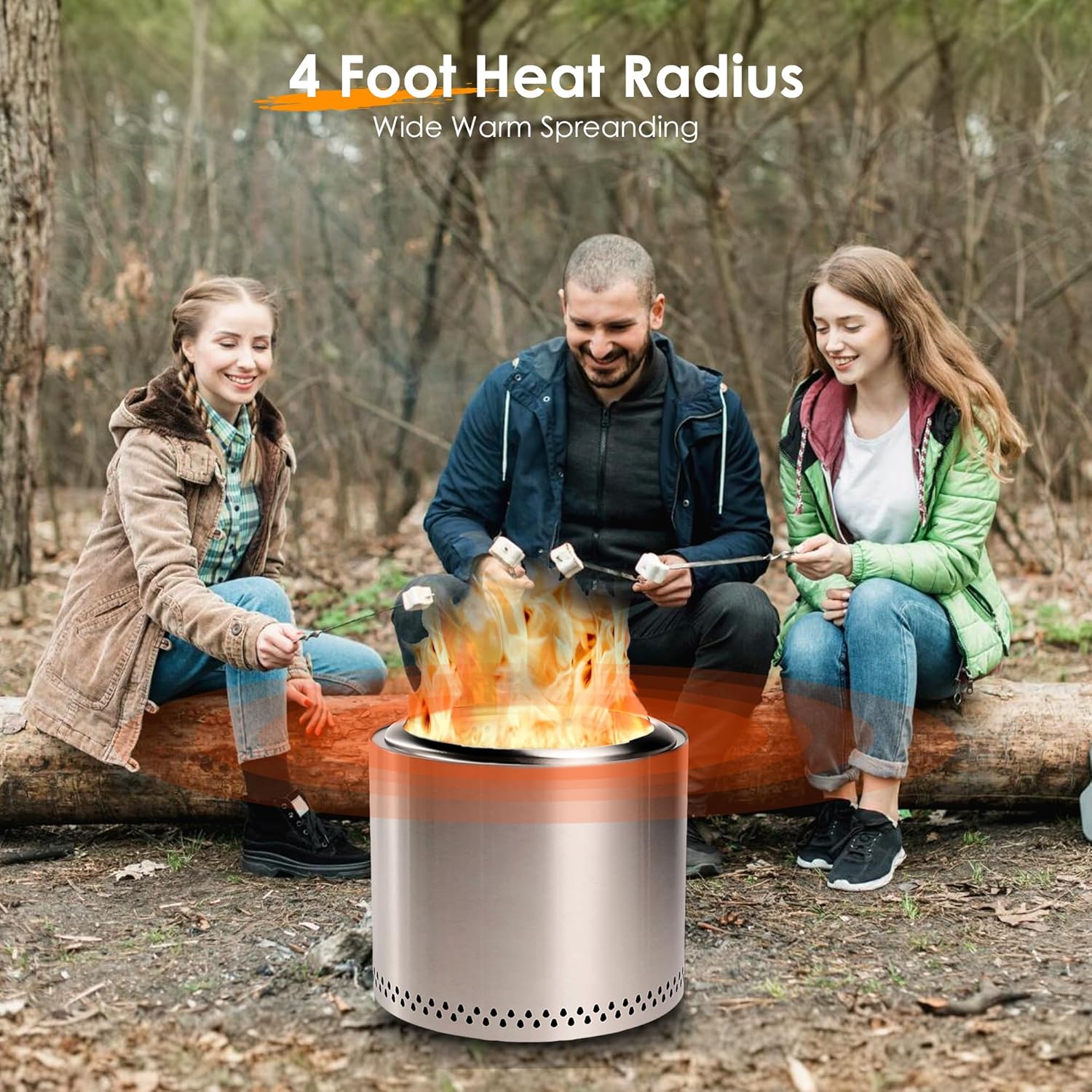 19'' Portable Wood Burning Smokeless Fire Pit with Removable Ash Pan