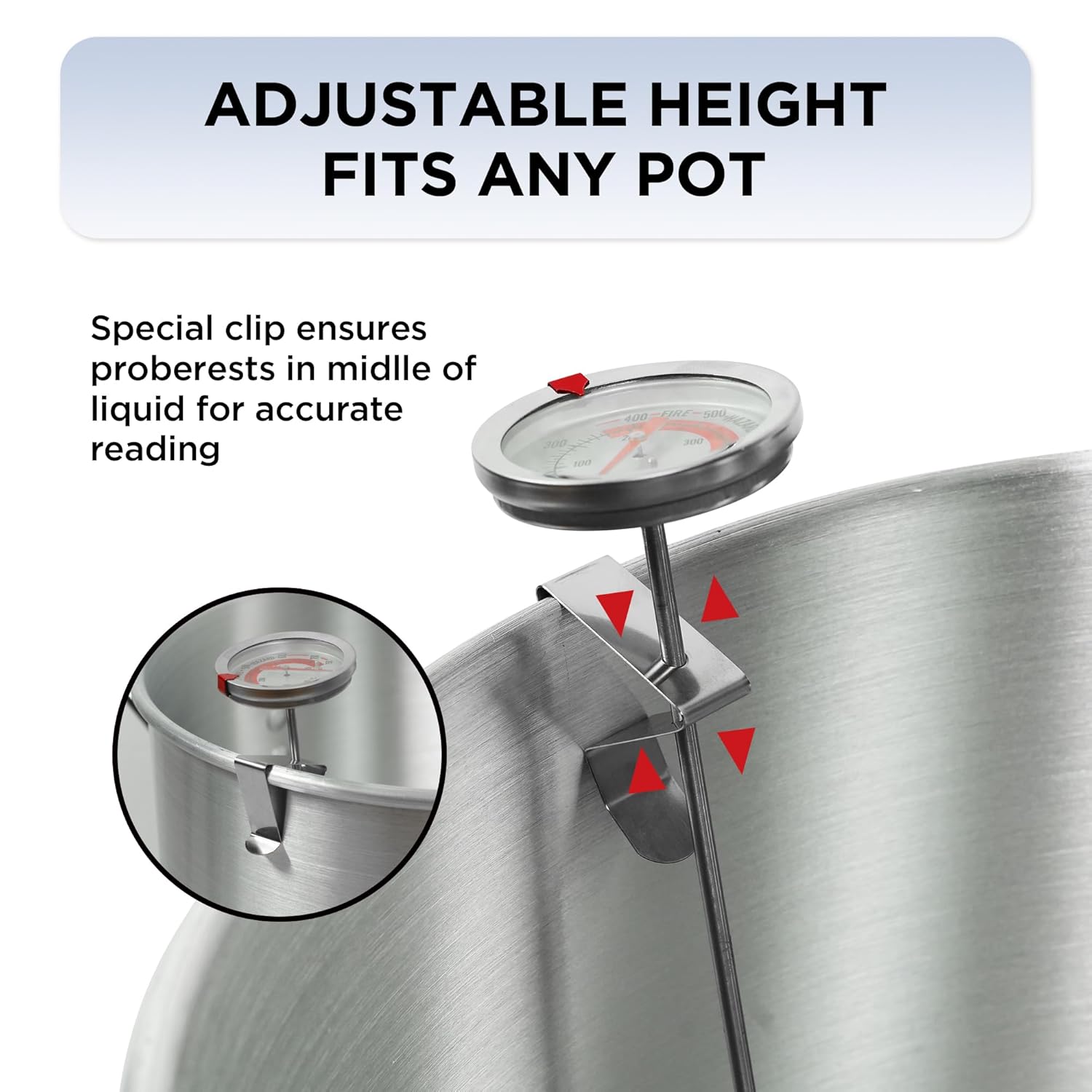 12" Fry Thermometer,Stainless Steel Stem Meat Cooking Thermometer