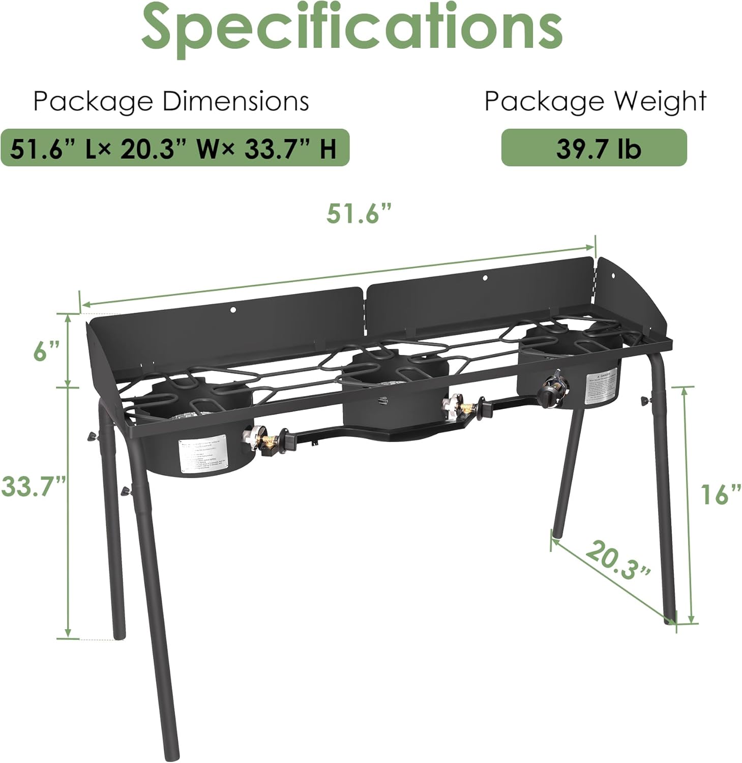 Three Burner Outdoor Portable Camping Gas Stove