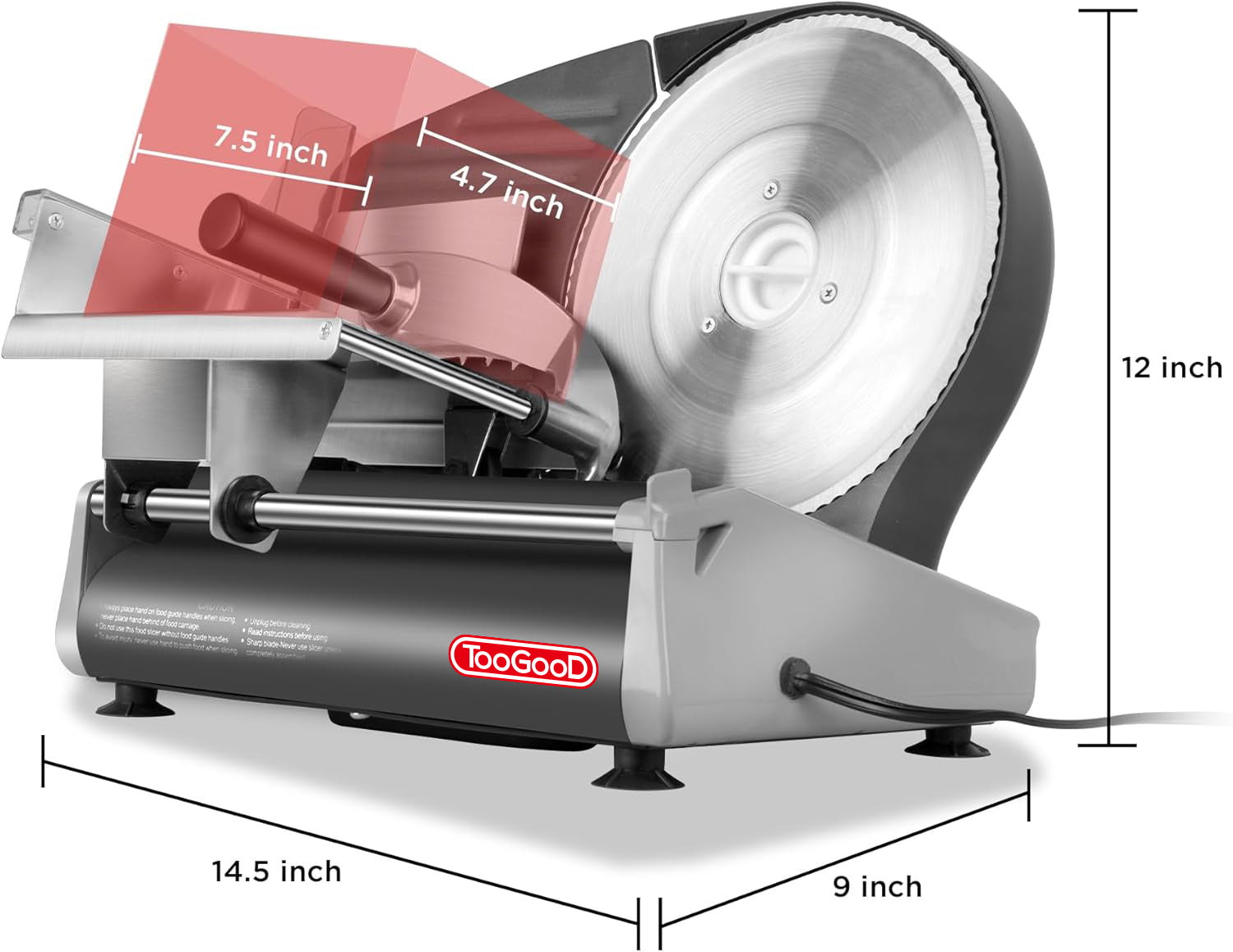 Electric Meat Slicer with 8.7" Stainless Steel Blade