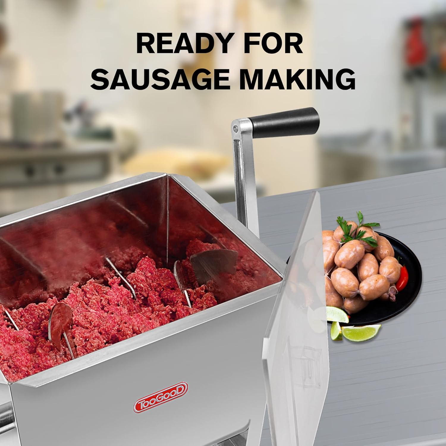 Meat Mixer, 25 lbs / 4.2 gallons tank,Manually Cranked or Motorized