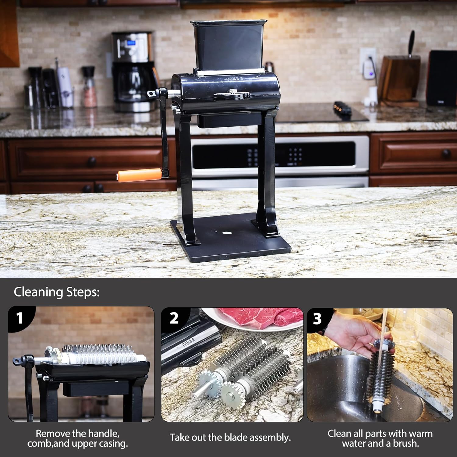 Manual Meat Tenderizer Machine, Stainless Steel Meat Cuber Tenderizer Machine