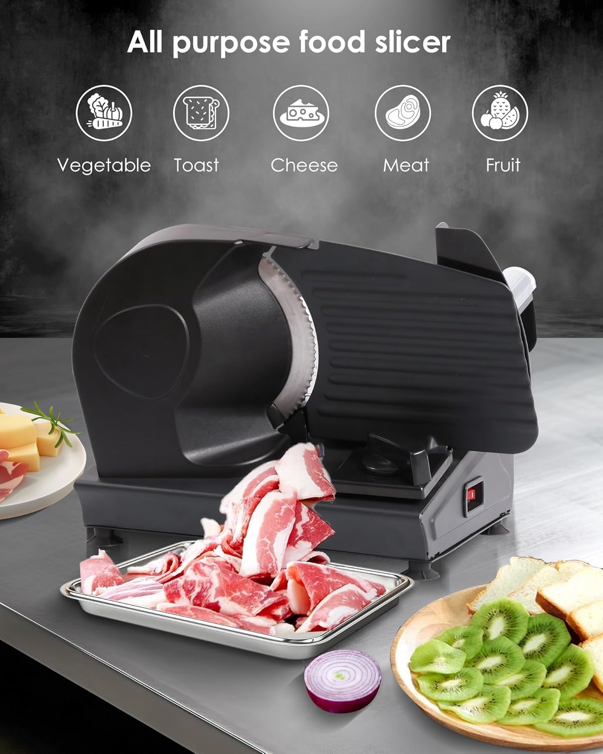 Electric Meat Slicer Machine with 7.5" Stainless Steel Blade
