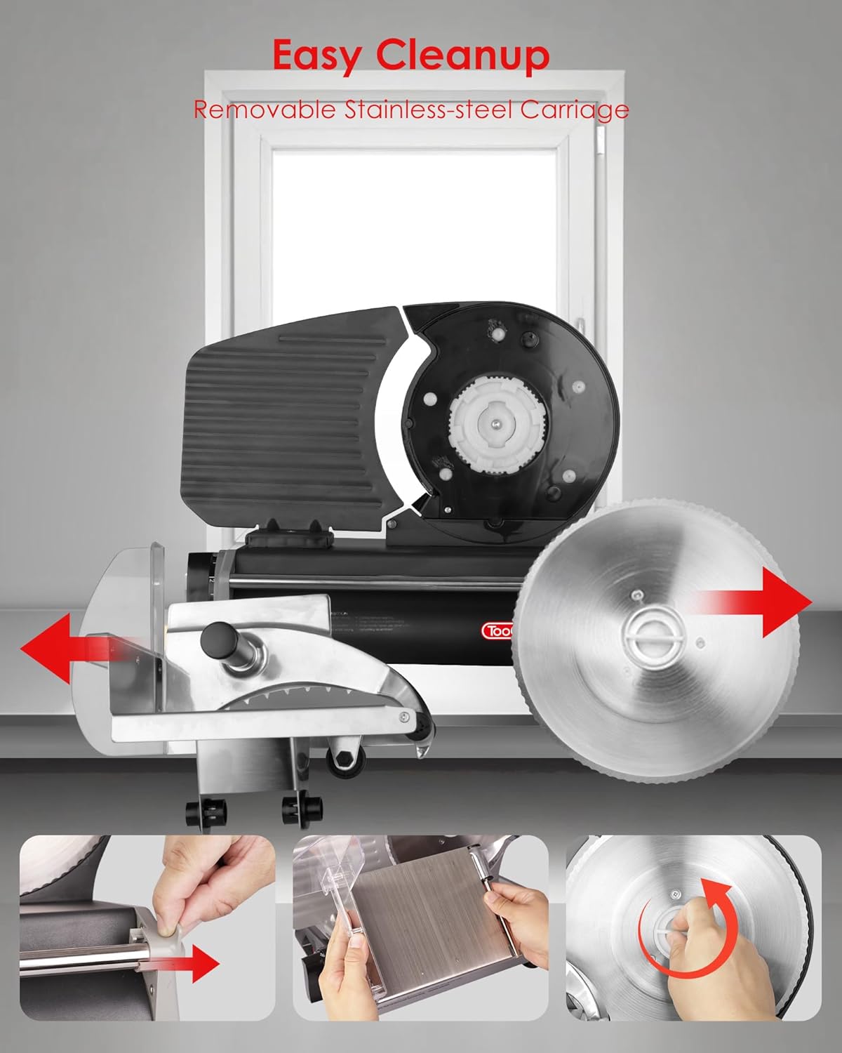 8.7" Meat Slicer with Removable Stainless Steel Blade