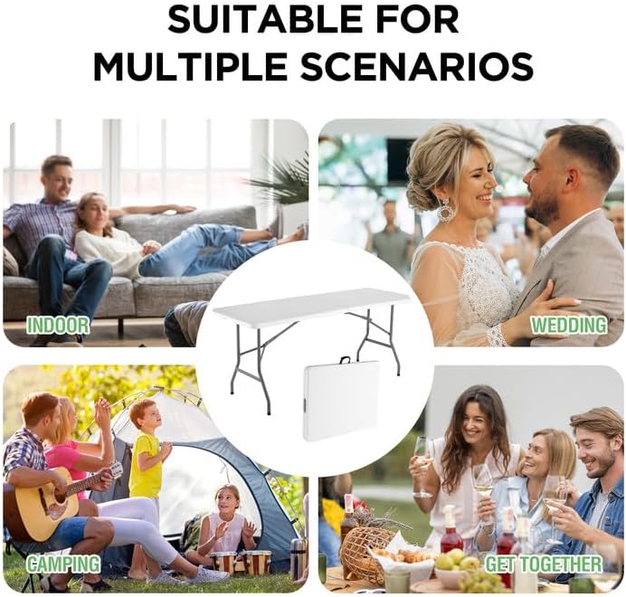 6 FT Portable HDPE Folding Table with Handle