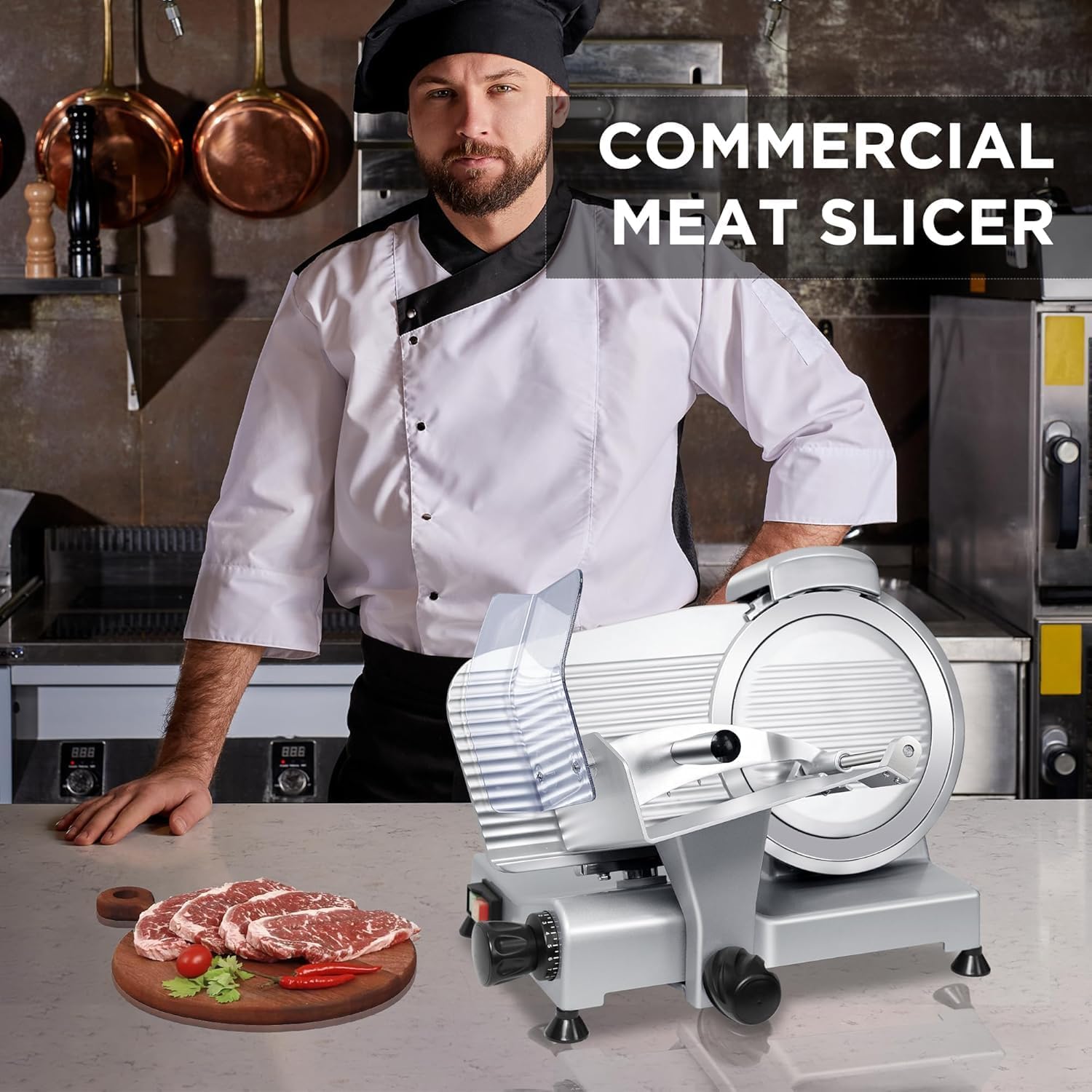 10" Commercial Meat Slicer, 340W, Electric Deli Slicer