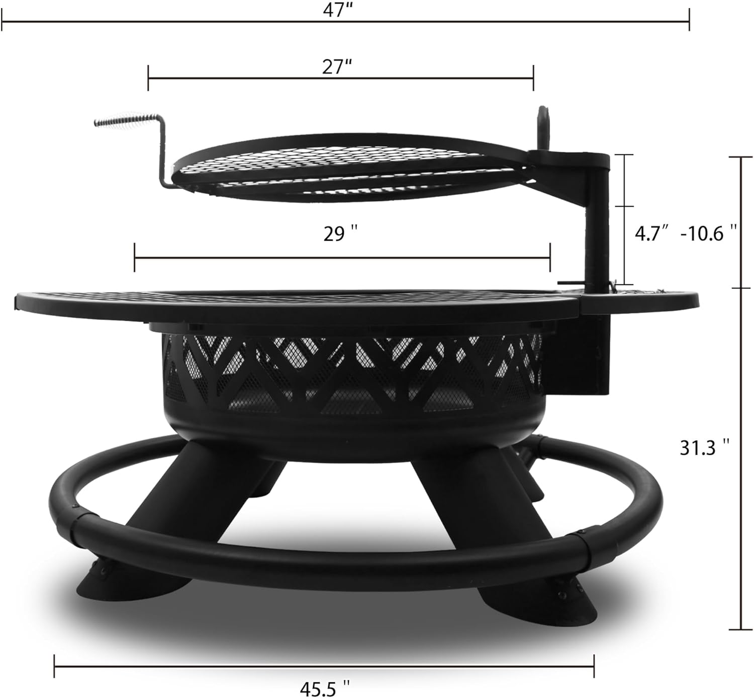47" Fire Pit with Adjustable Grill